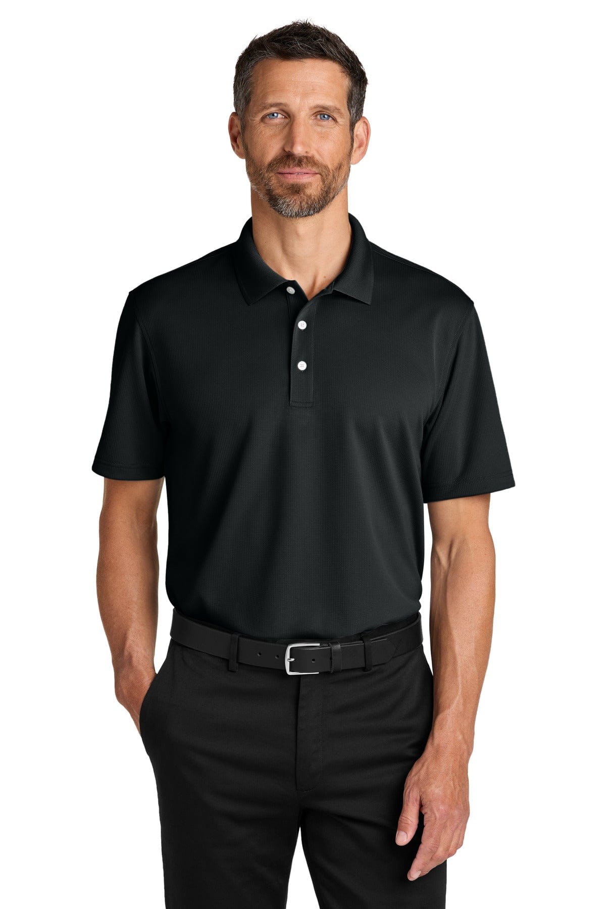 Port Authority Dry Zone Stain-Release Grid Polo K845 in Deep Black