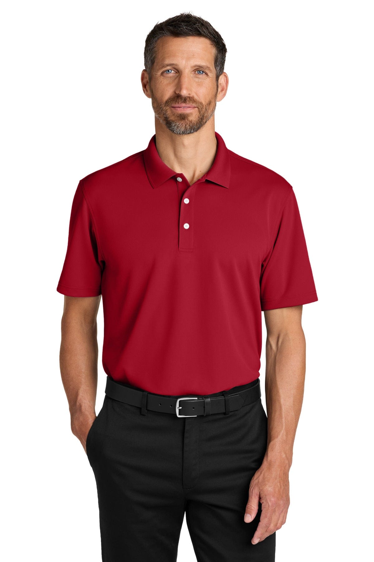 Port Authority Dry Zone Stain-Release Grid Polo K845 in Rich Red