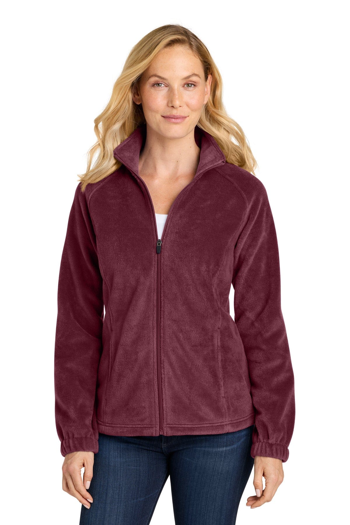 Port Authority Women's Plush Fleece Full-Zip Jacket L190 in Club Burgundy