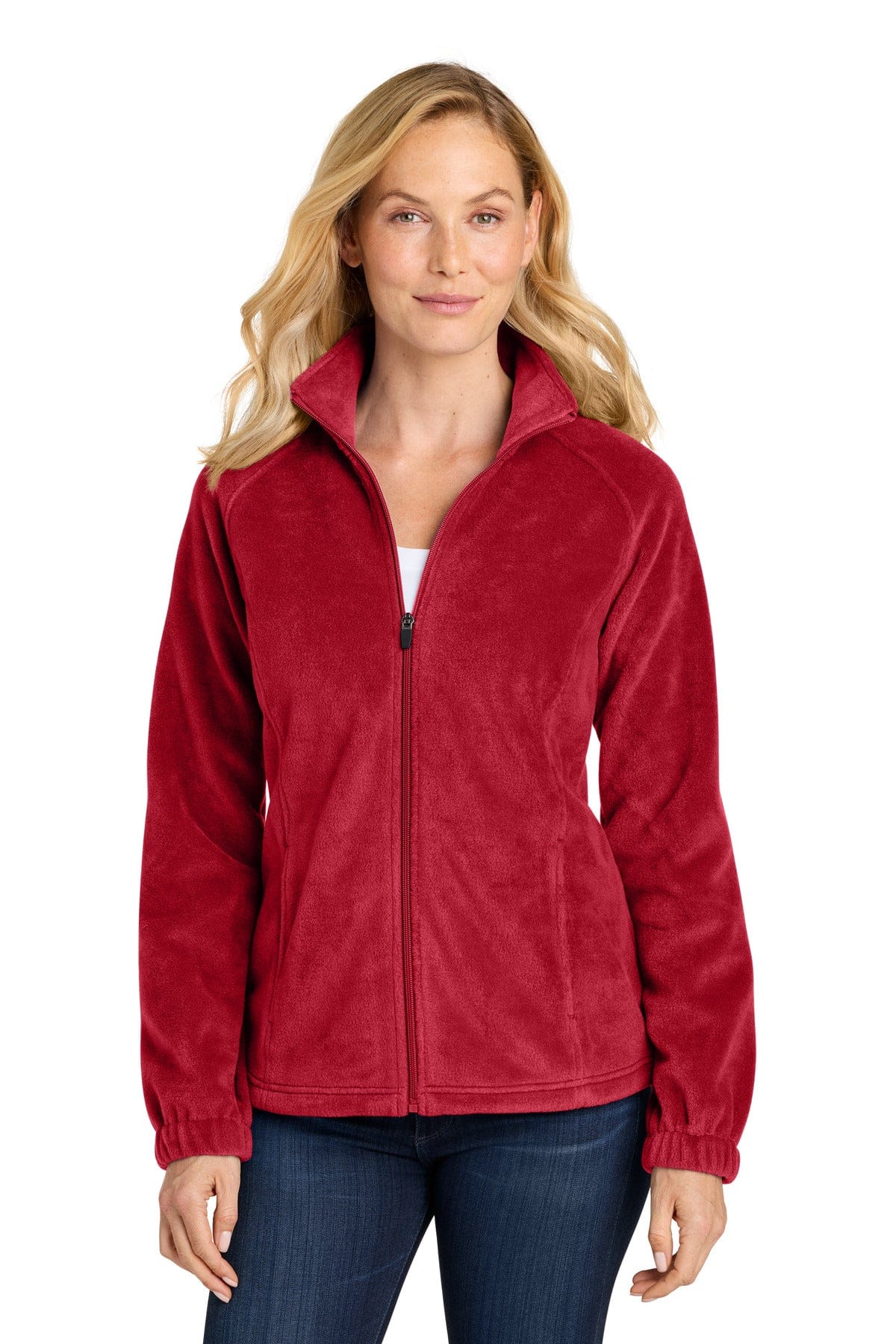 Port Authority Women's Plush Fleece Full-Zip Jacket L190 in Rich Red