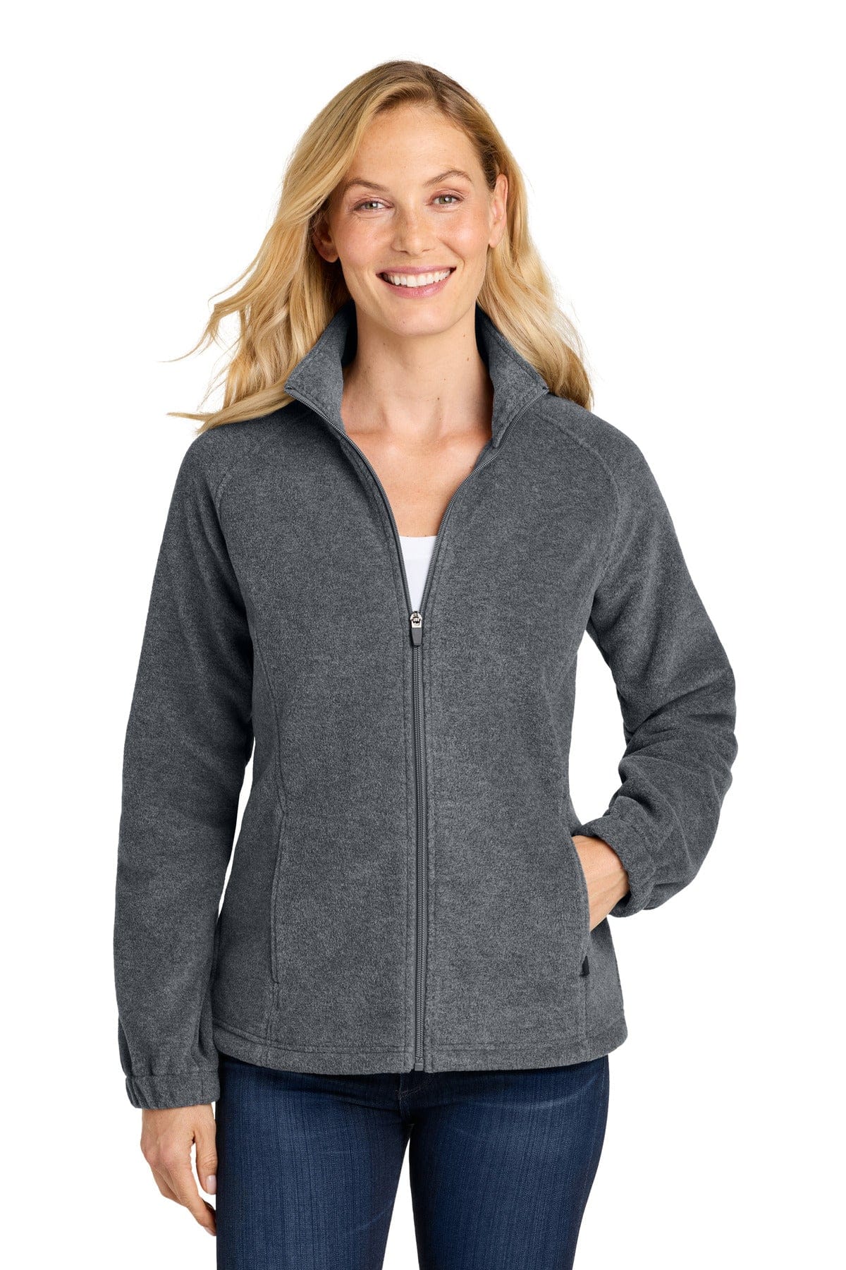 Port Authority Women's Plush Fleece Full-Zip Jacket L190 in Storm Grey Heather