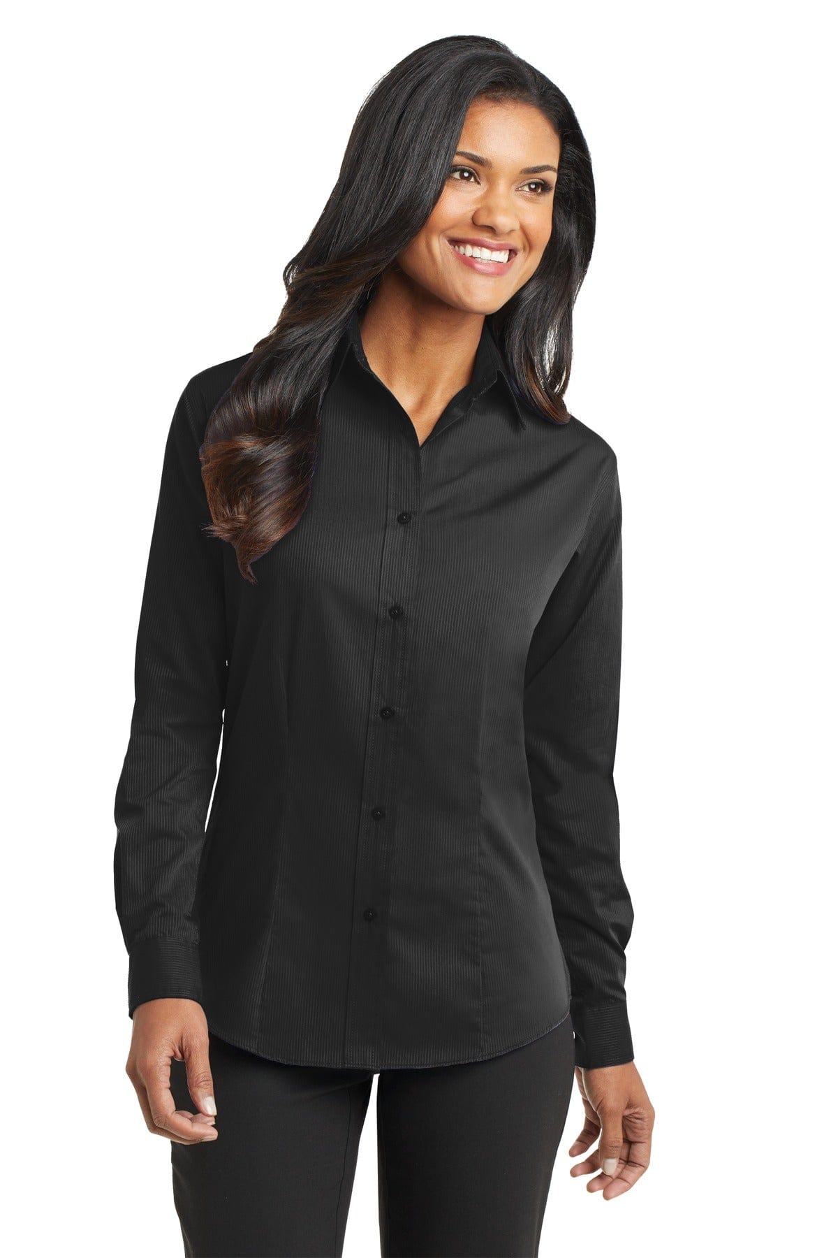 Port Authority Ladies 4XL / Dark Charcoal DISCONTINUED Port Authority Ladies Tonal Pattern Easy Care Shirt. L613