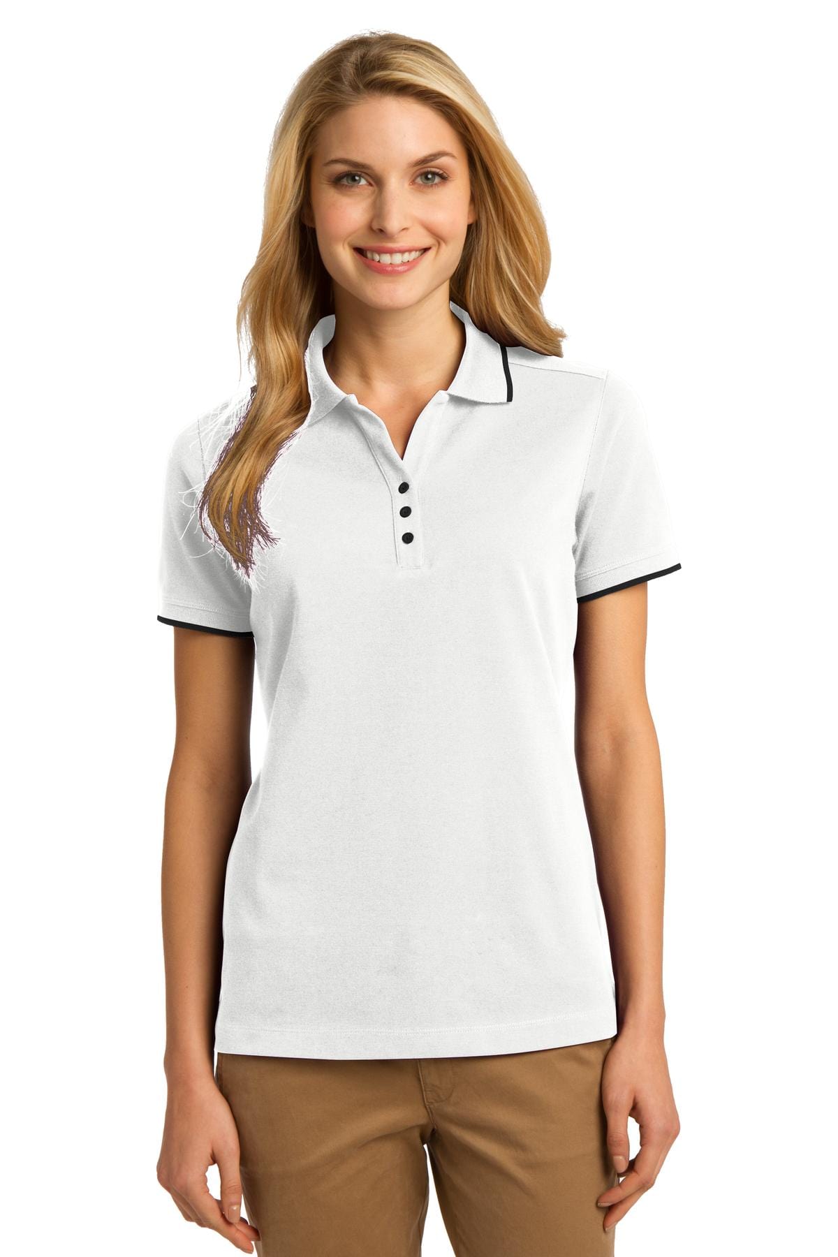 Port Authority Ladies 3XL / White/ Jet Black DISCONTINUED  Port Authority ®  Ladies Rapid Dry™ Tipped Polo. L454