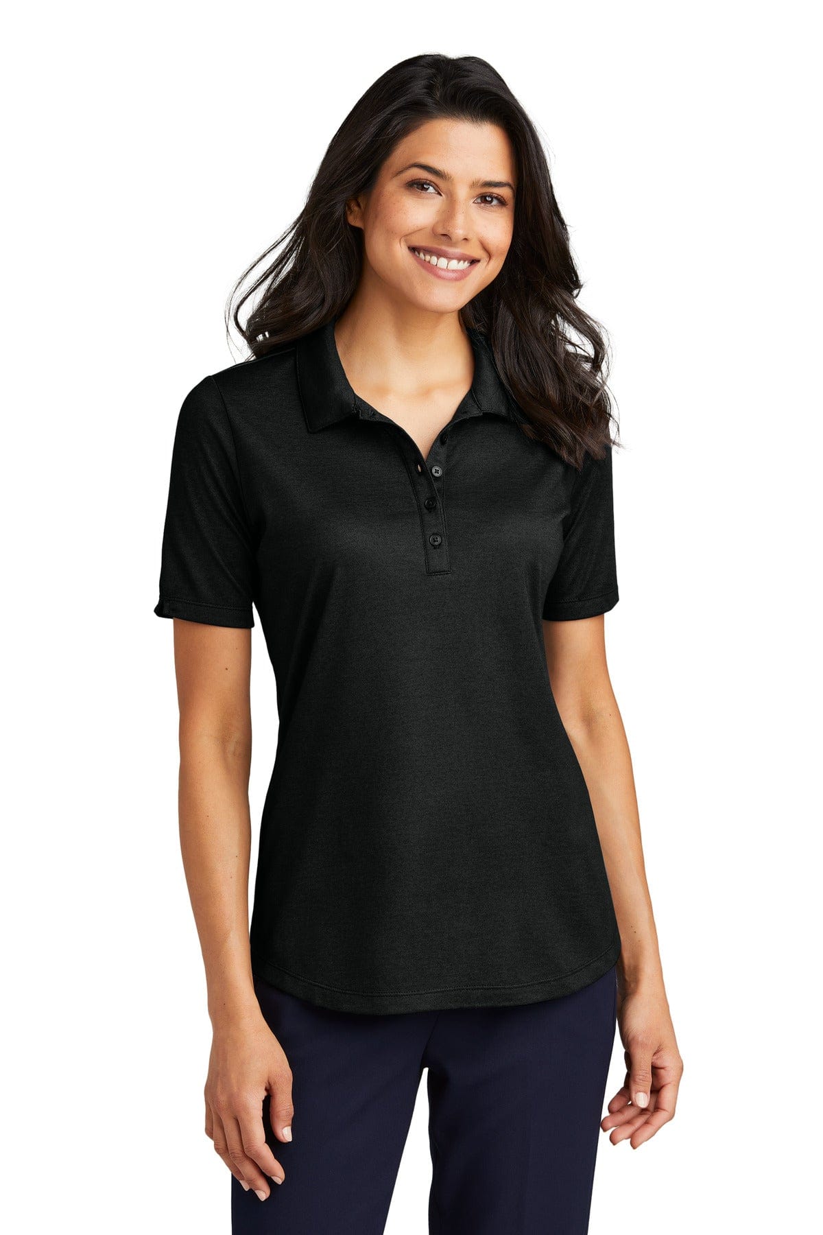 Port Authority Ladies XS / Black Heather Port Authority LK830: Ladies Fine Pique Blend Polo