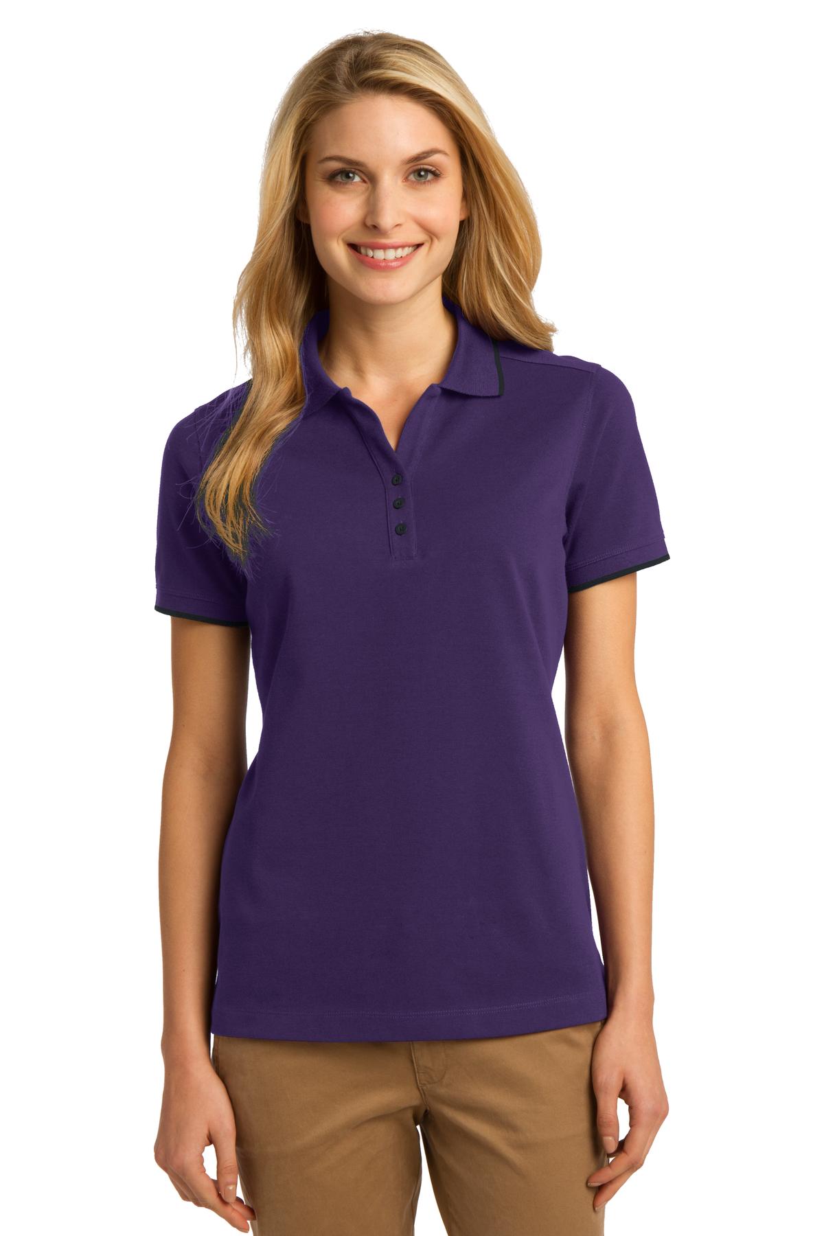 Port Authority Ladies XS / Bright Purple/ Classic Navy DISCONTINUED  Port Authority ®  Ladies Rapid Dry™ Tipped Polo. L454