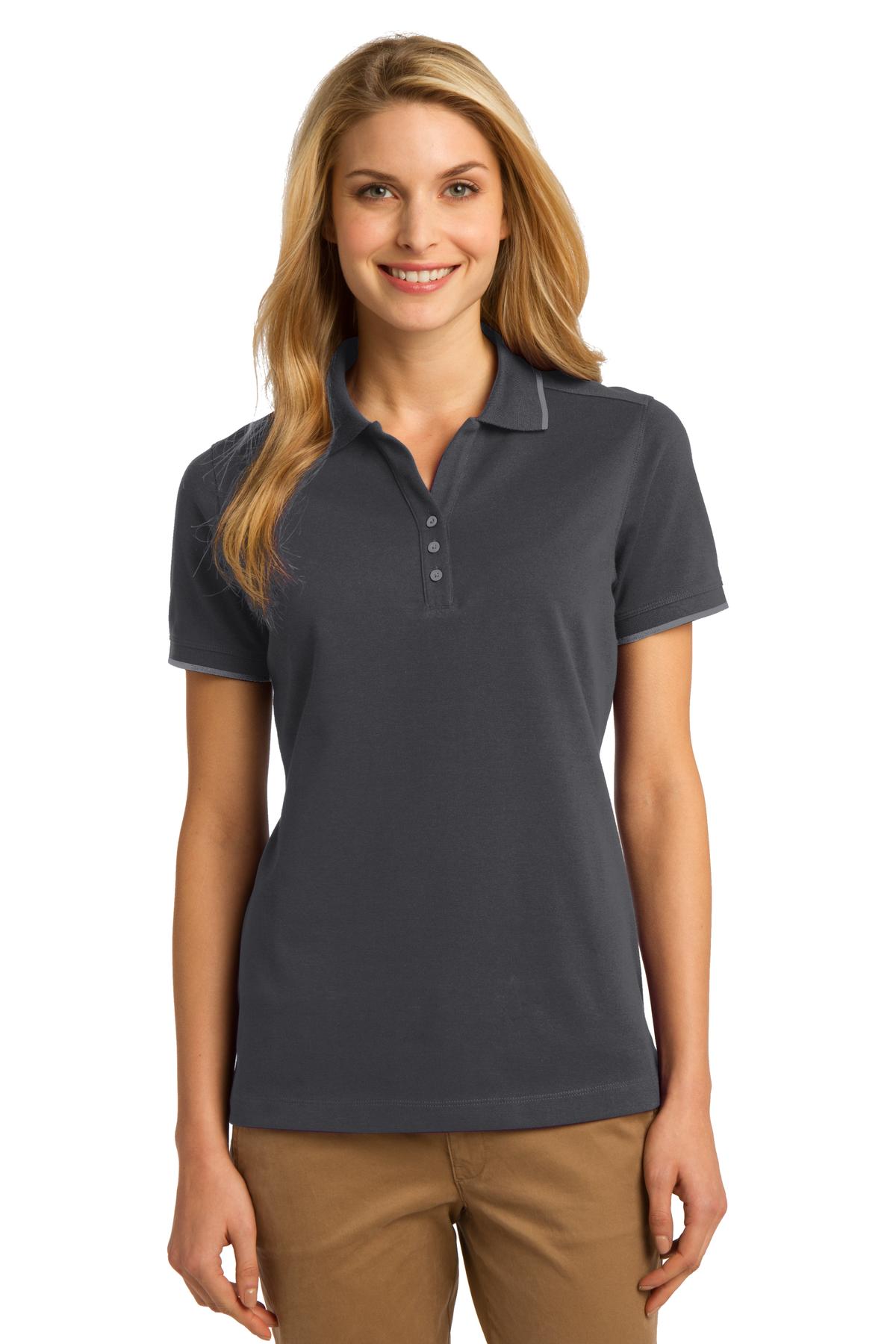 Port Authority Ladies 3XL / Charcoal/ Smoke Grey DISCONTINUED  Port Authority ®  Ladies Rapid Dry™ Tipped Polo. L454