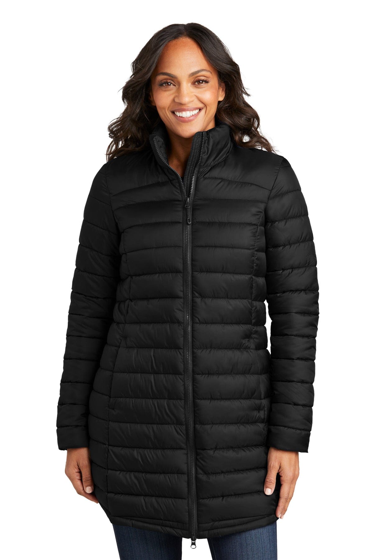 Port Authority Ladies XS / Deep Black Port Authority L365: Ladies Horizon Puffy Long Jacket