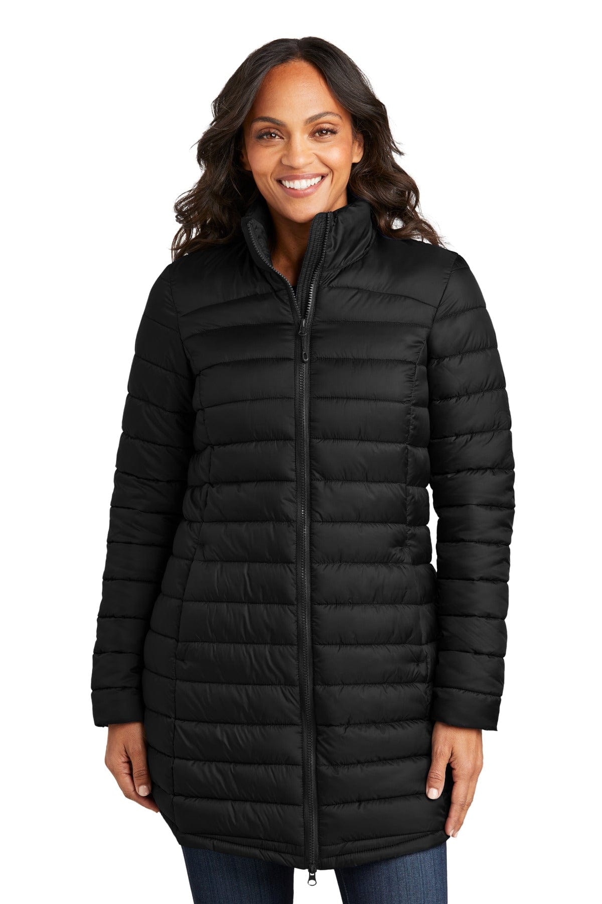 Port Authority Ladies XS / Deep Black Port Authority L365: Ladies Horizon Puffy Long Jacket