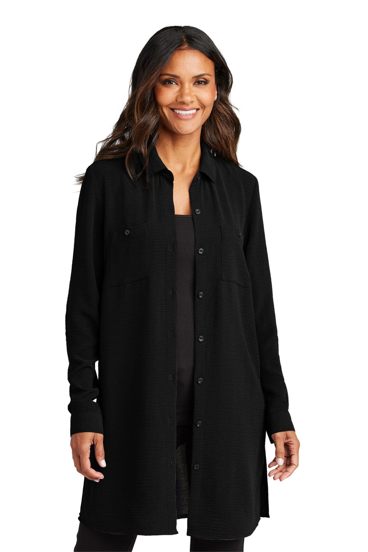 Port Authority Ladies 4XL / Deep Black Port Authority LW715: Ladies Textured Crepe Long Tunic