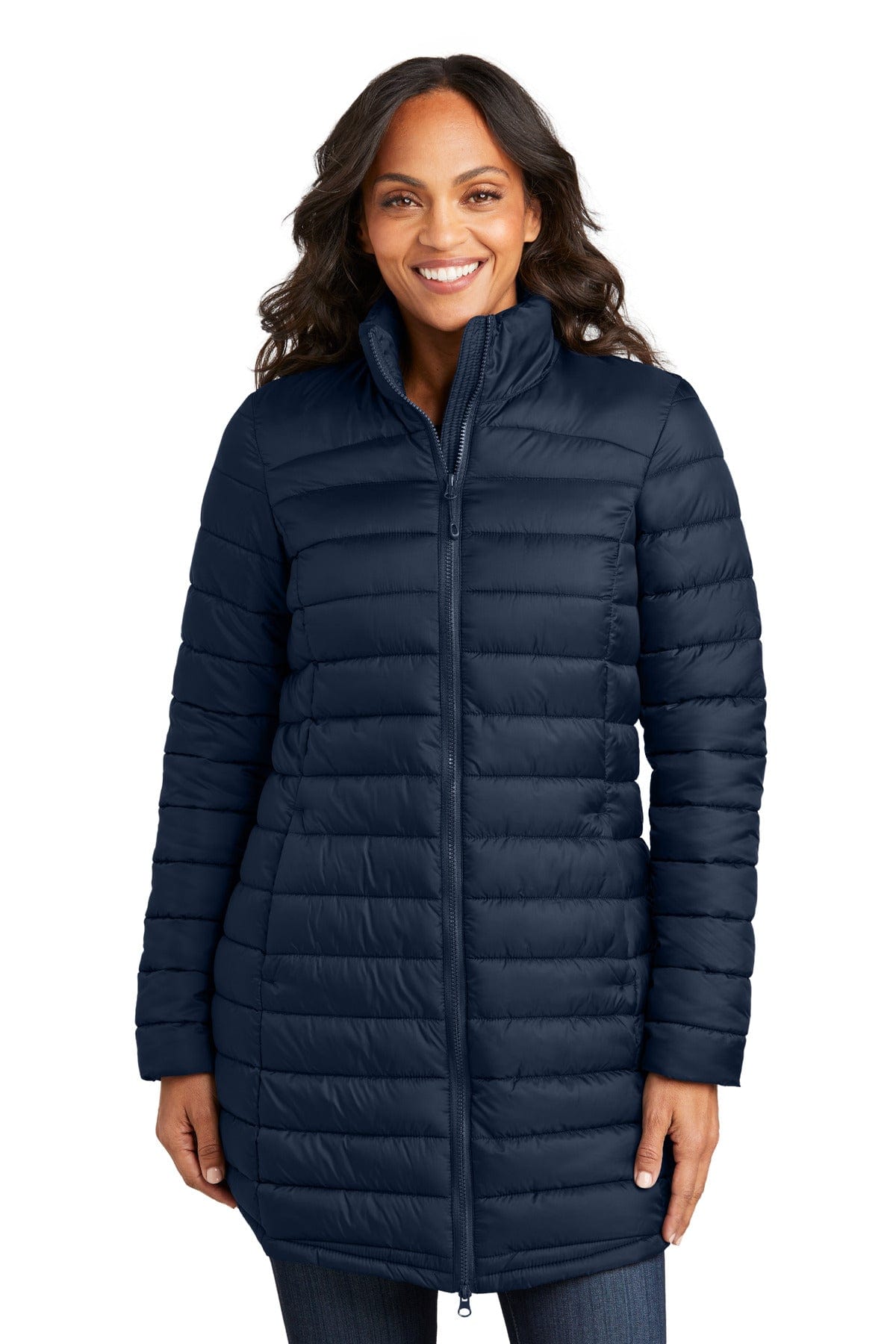 Port Authority Ladies XS / Dress Blue Navy Port Authority L365: Ladies Horizon Puffy Long Jacket