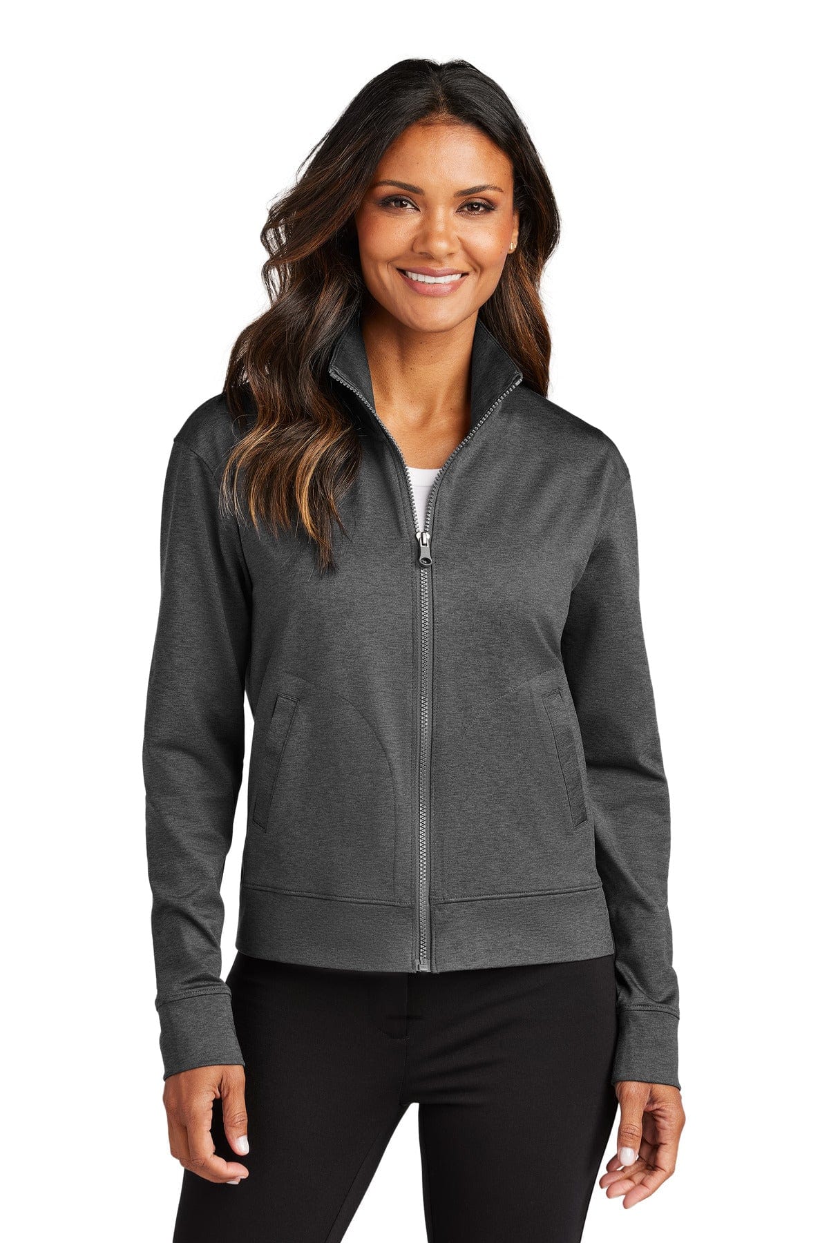 Port Authority Ladies 4XL / Grey Steel Heather Port Authority LK881: Ladies C-FREE Double Knit Full-Zip