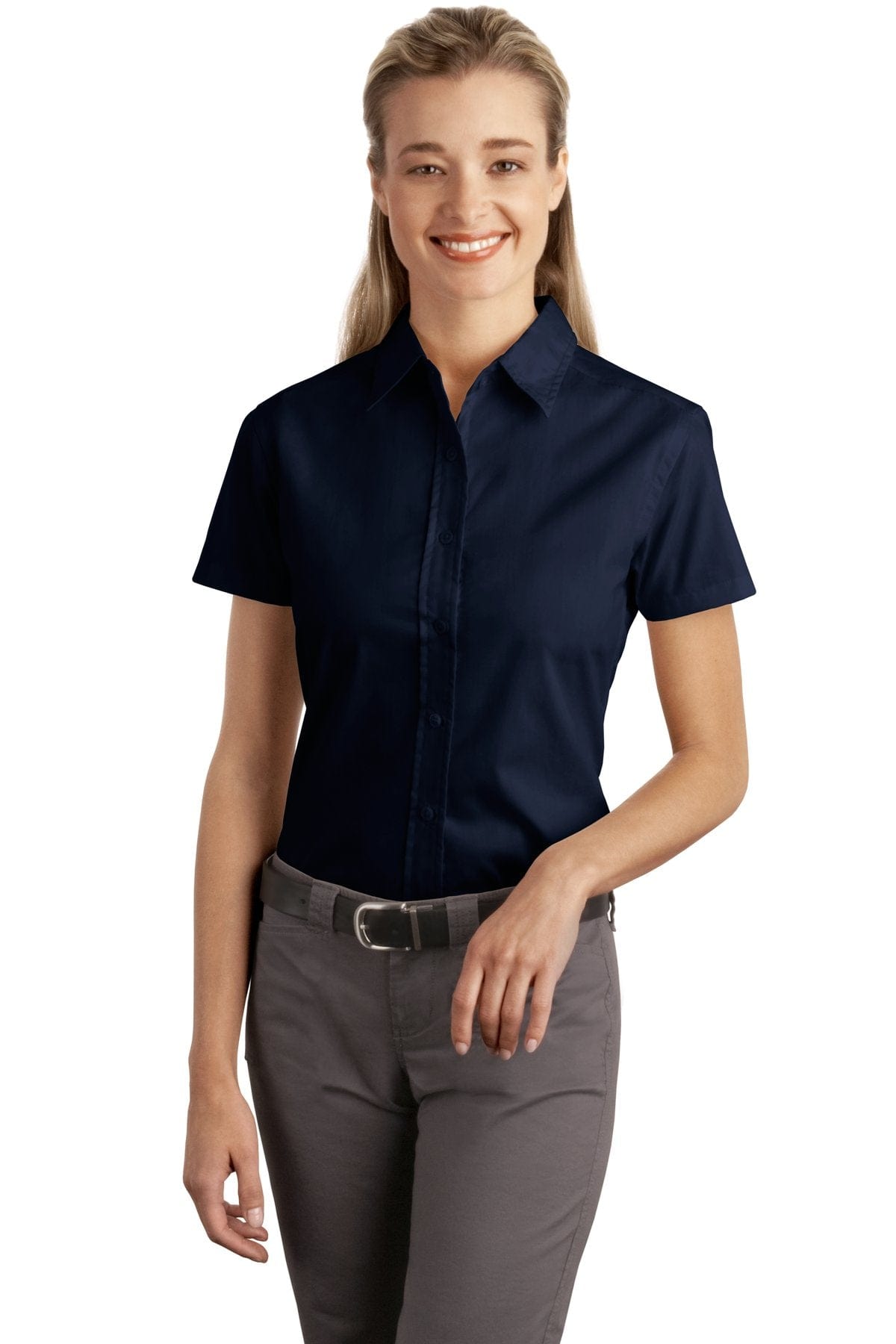 Port Authority Ladies L / Navy DISCONTINUED  Port Authority® Ladies Short Sleeve Easy Care, Soil Resistant Shirt.  L507