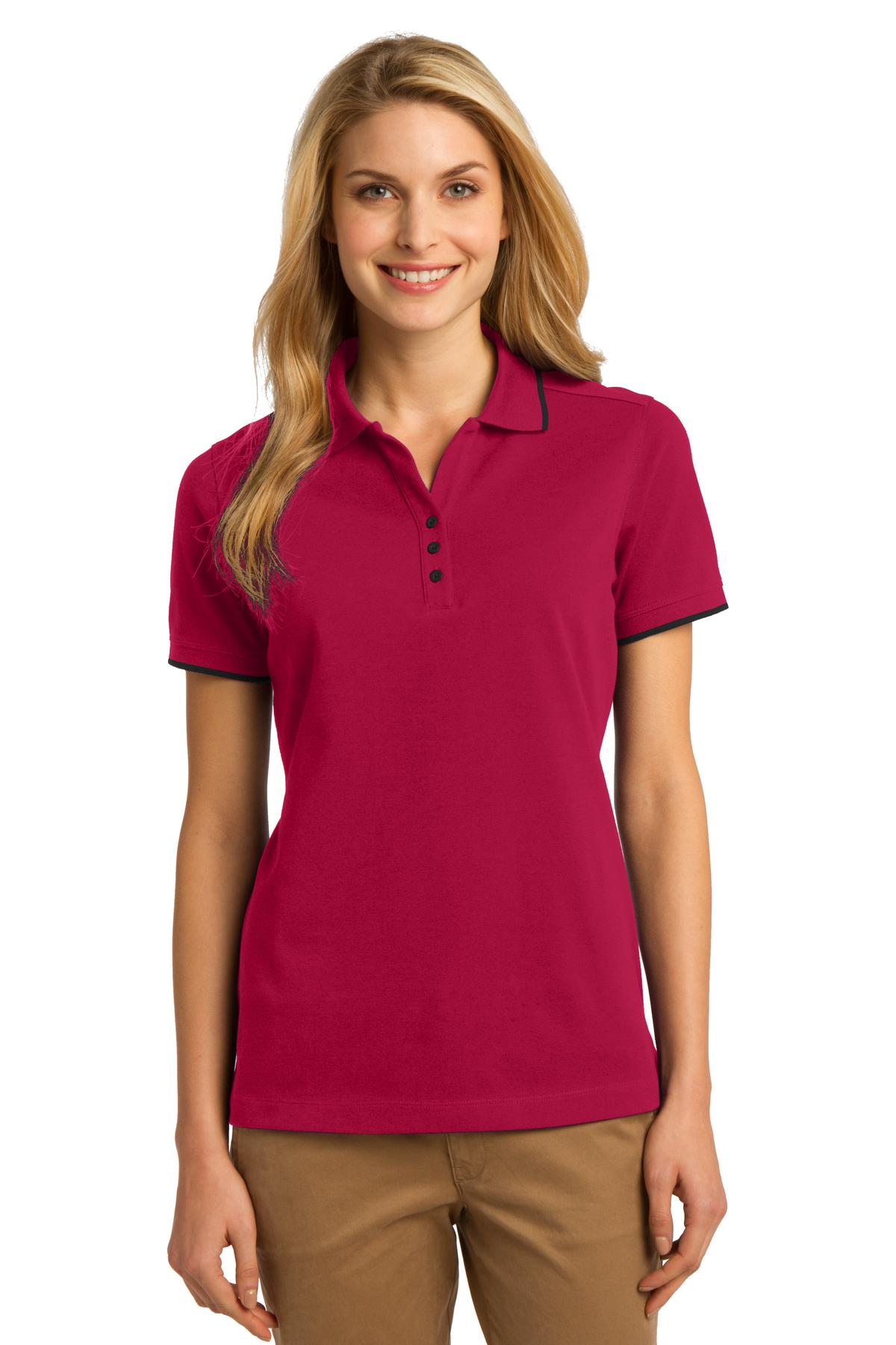 Port Authority Ladies XS / Red/ Jet Black DISCONTINUED  Port Authority ®  Ladies Rapid Dry™ Tipped Polo. L454