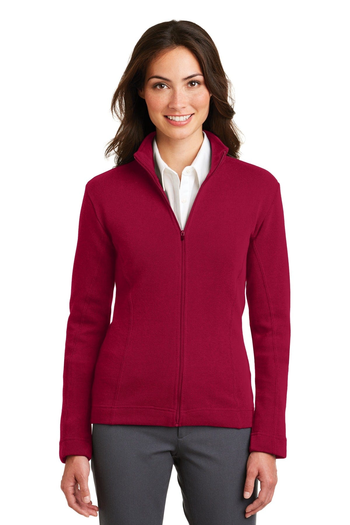 Port Authority Ladies 4XL / True Red DISCONTINUED  Port Authority ®  Ladies Flatback Rib Full-Zip Jacket.  L221