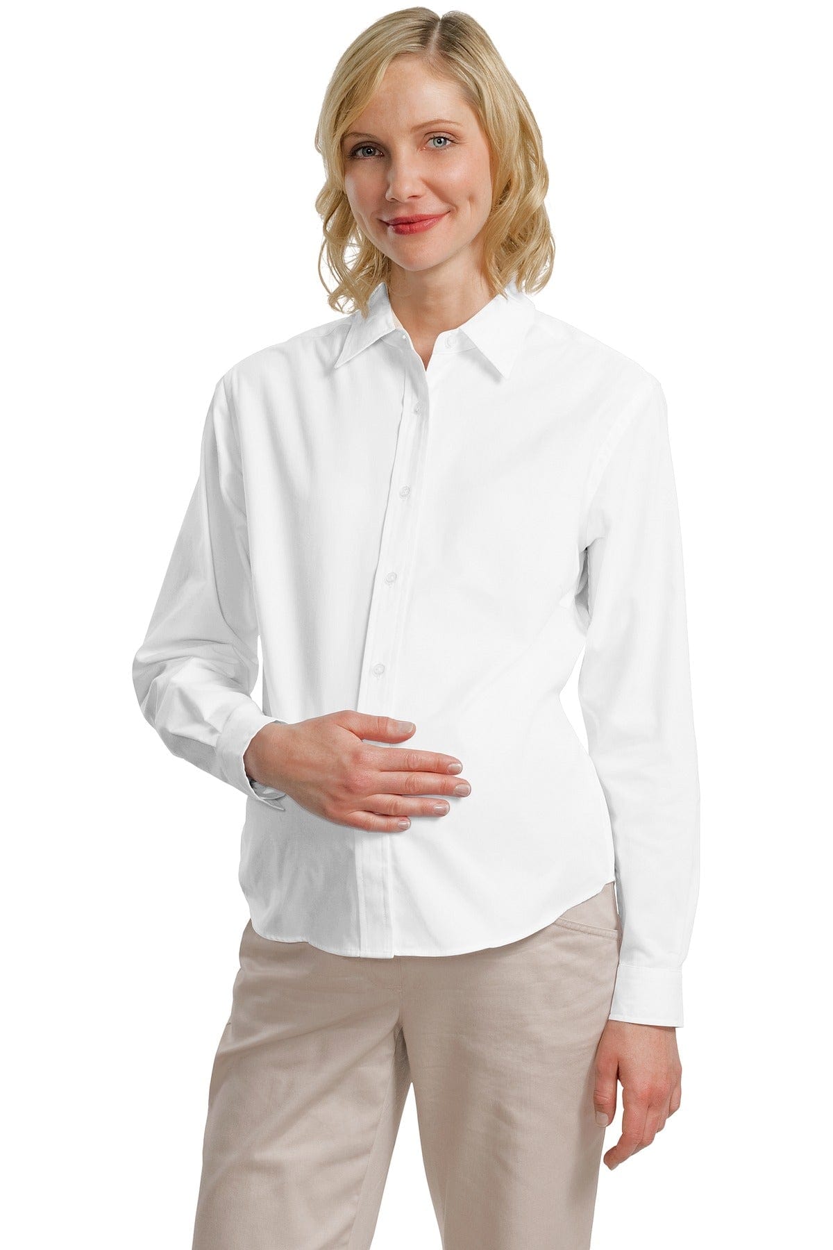 Port Authority Ladies XXL / White/Light Stone* DISCONTINUED  Port Authority ®  Maternity Long Sleeve Easy Care Shirt.  L608M