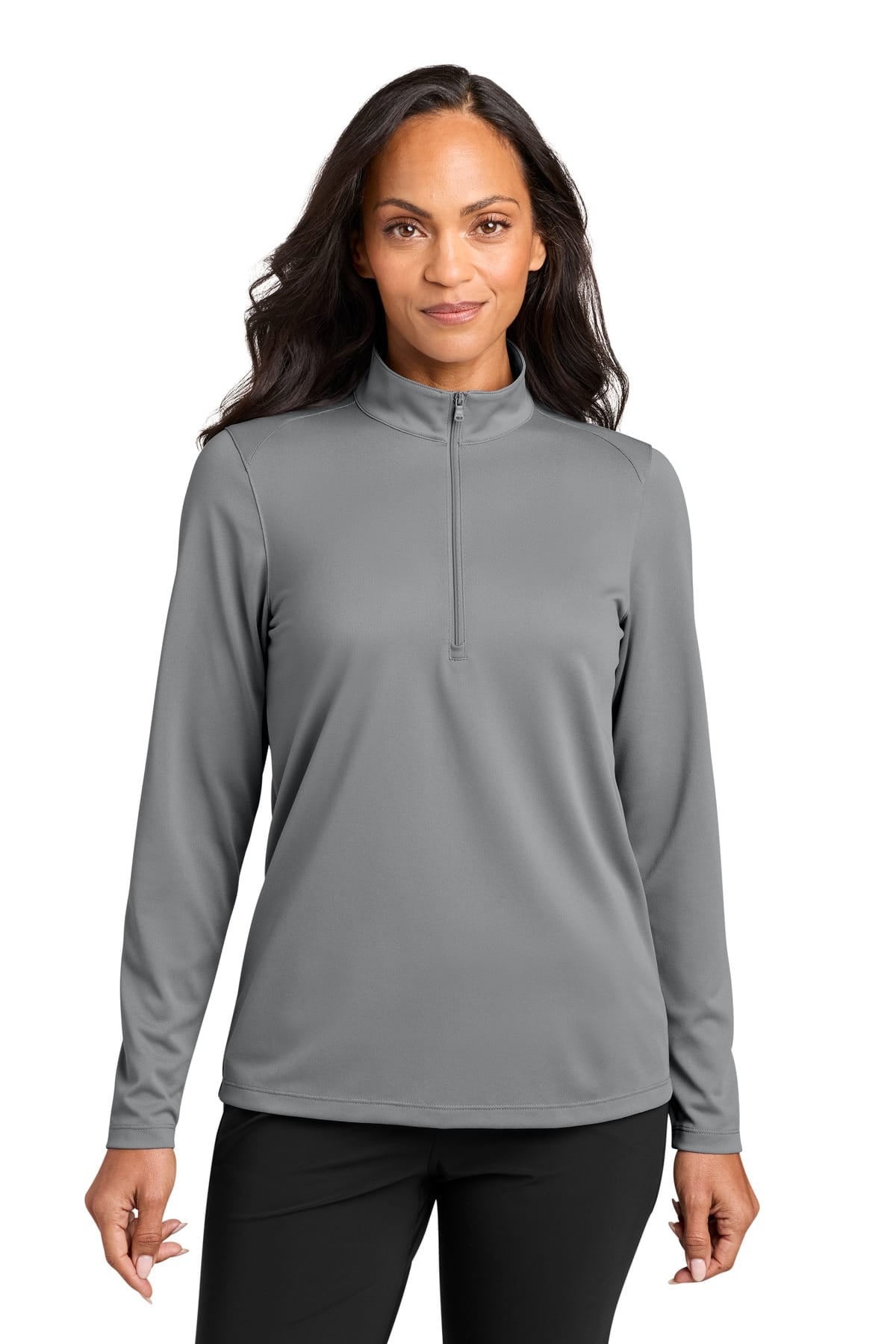 Port Authority LK241 XS / Gusty Grey Port Authority LK241 Women's Wearever Performance Pique 1/4-Zip