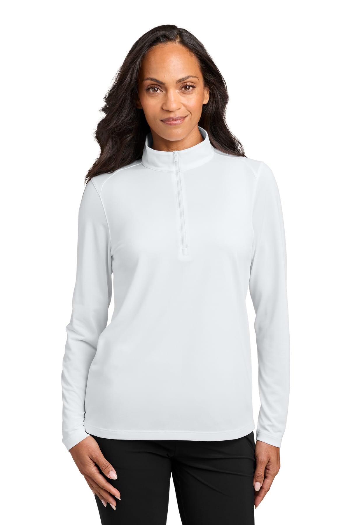 Port Authority LK241 XS / White Port Authority LK241 Women's Wearever Performance Pique 1/4-Zip