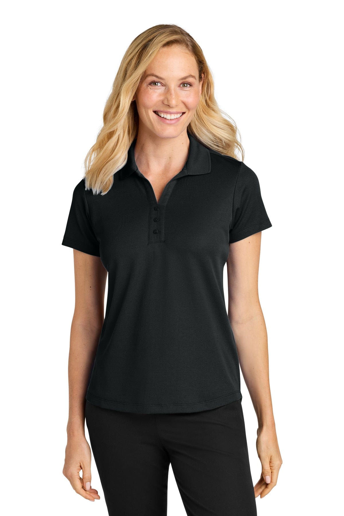 Port Authority LK620 XS / Deep Black Port Authority ®  Women's Plaited Pique Polo LK620