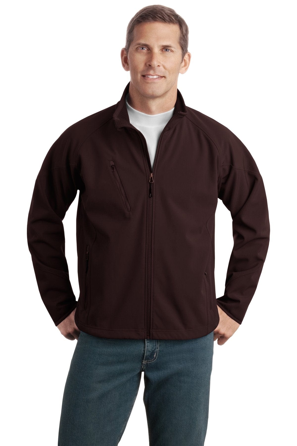 Port Authority Outerwear LT / Cafe Brown Port Authority ®  Tall Textured Soft Shell Jacket. TLJ705