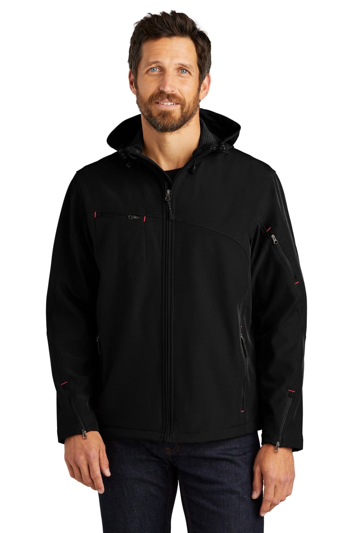 Port Authority Outerwear Port Authority®  Textured Hooded Soft Shell Jacket. J706