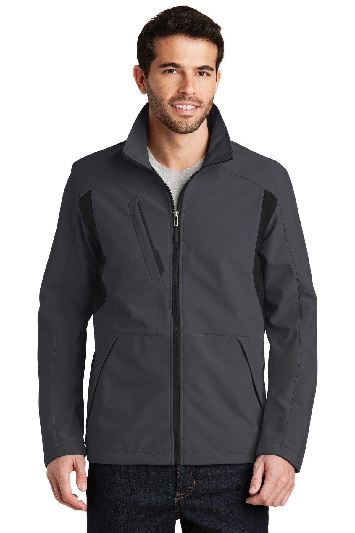 Port Authority Outerwear XS / Battleship Grey/ Black Port Authority®  Back-Block Soft Shell Jacket. J336