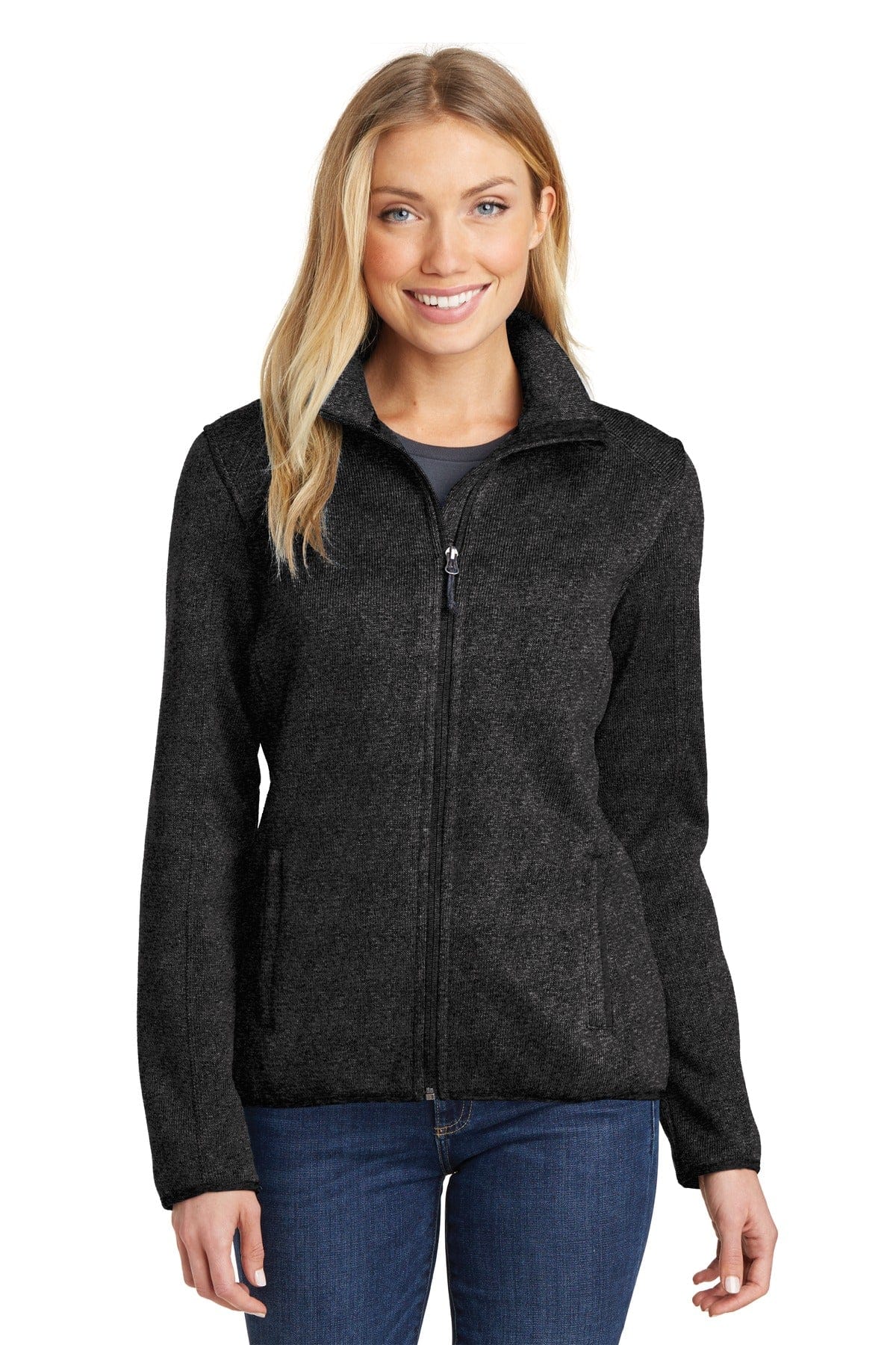 Port Authority Outerwear XS / Black Heather Port Authority ®  Ladies Sweater Fleece Jacket. L232
