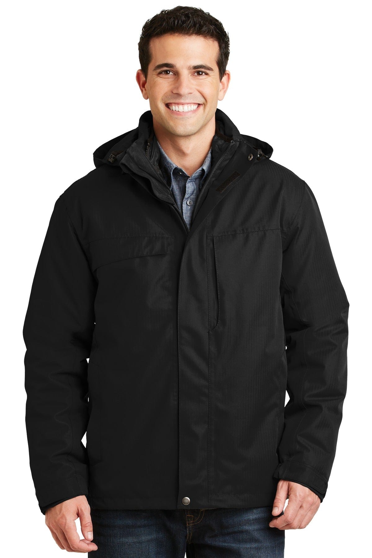 Port Authority Outerwear XS / Black Port Authority®  Herringbone 3-in-1 Parka. J302