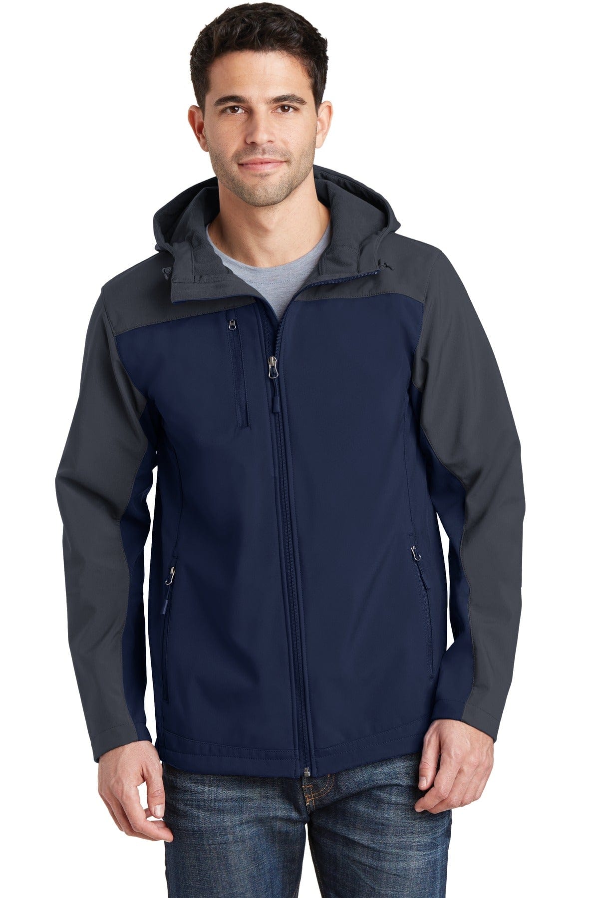 Port Authority Outerwear XS / Dress Blue Navy/ Battleship Grey Port Authority®  Hooded Core Soft Shell Jacket. J335