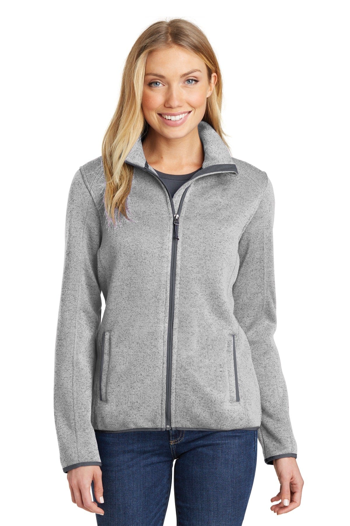 Port Authority Outerwear XS / Grey Heather Port Authority ®  Ladies Sweater Fleece Jacket. L232
