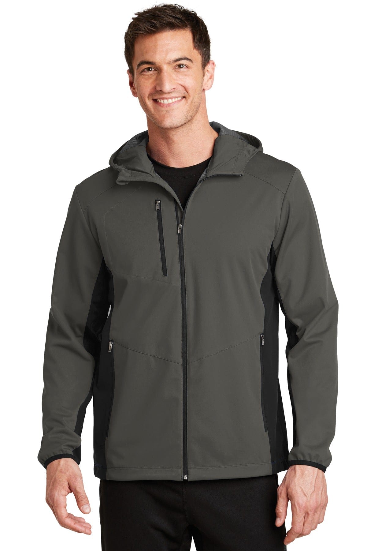 Port Authority Outerwear XS / Grey Steel/ Deep Black Port Authority®  Active Hooded Soft Shell Jacket. J719