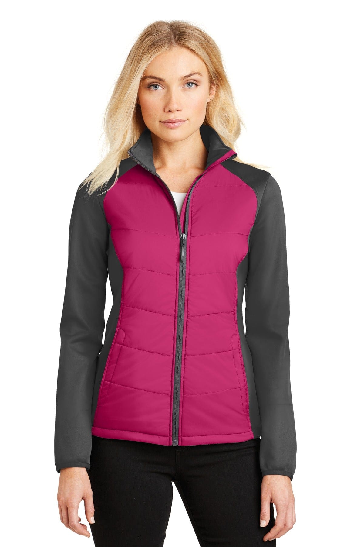 Port Authority Outerwear XS / Pink Azalea/ Grey Steel Port Authority ®  Ladies Hybrid Soft Shell Jacket. L787