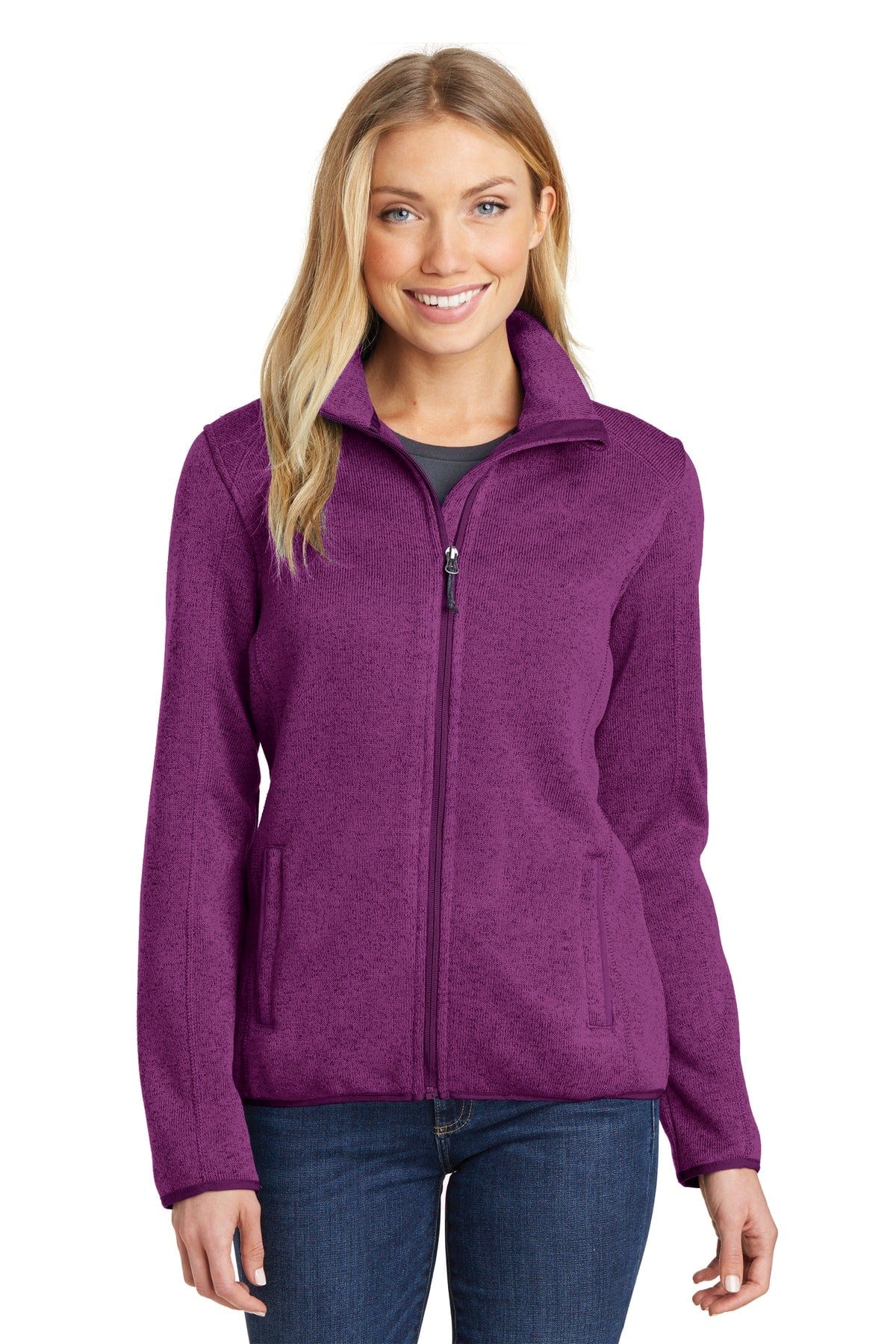 Port Authority Outerwear XS / Pink Heather Port Authority ®  Ladies Sweater Fleece Jacket. L232