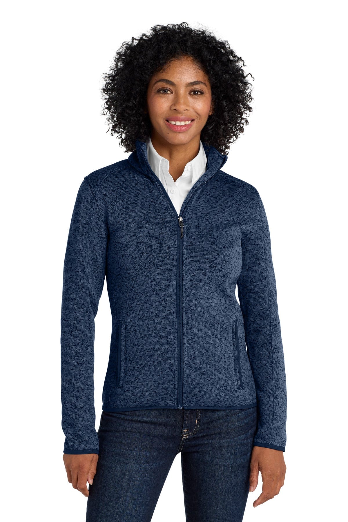 Port Authority Outerwear XS / River Blue Navy Heather Port Authority ®  Ladies Sweater Fleece Jacket. L232