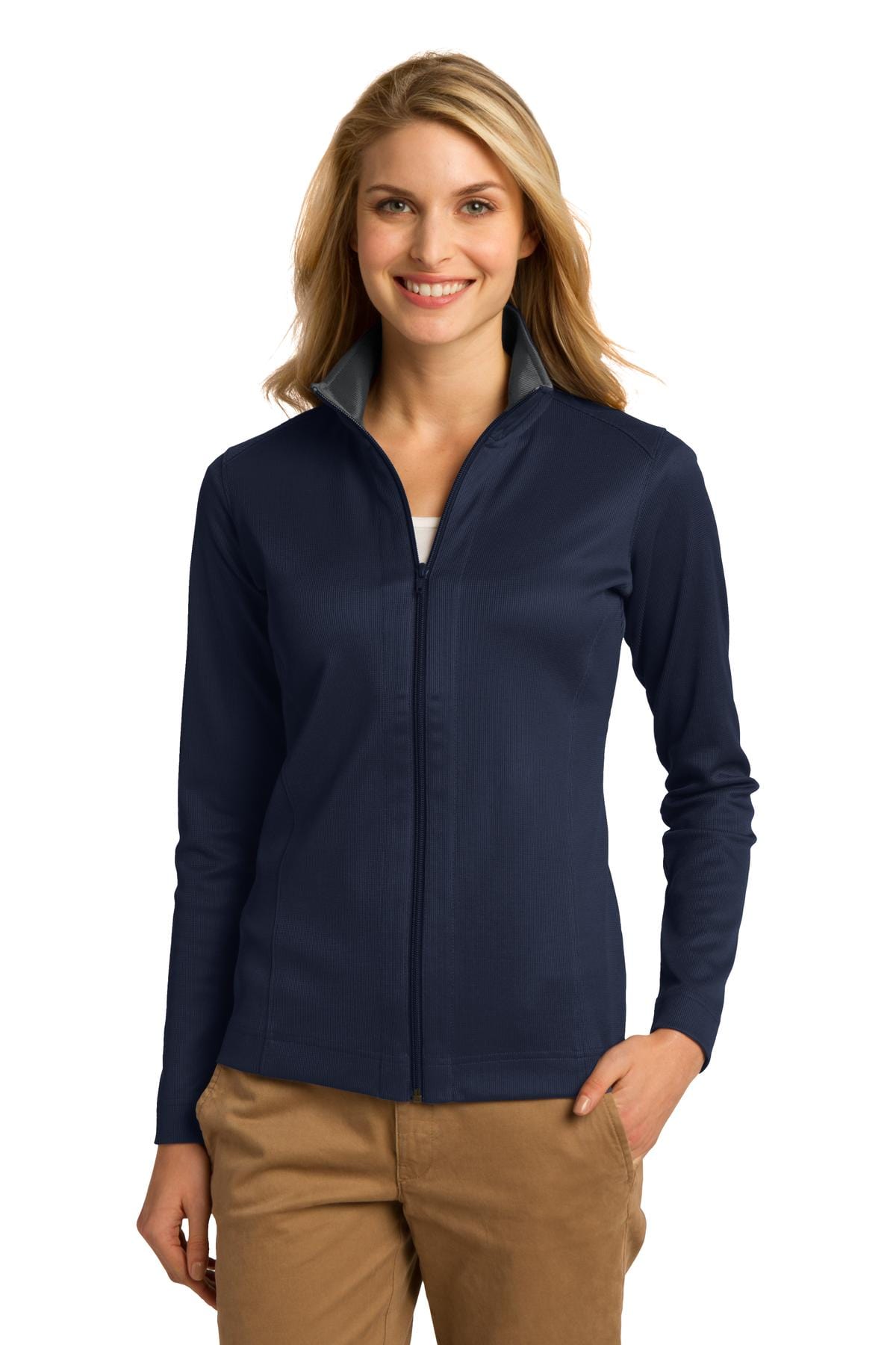 Port Authority Outerwear XS / True Navy/ Iron Grey Port Authority ®  Ladies Vertical Texture Full-Zip Jacket. L805