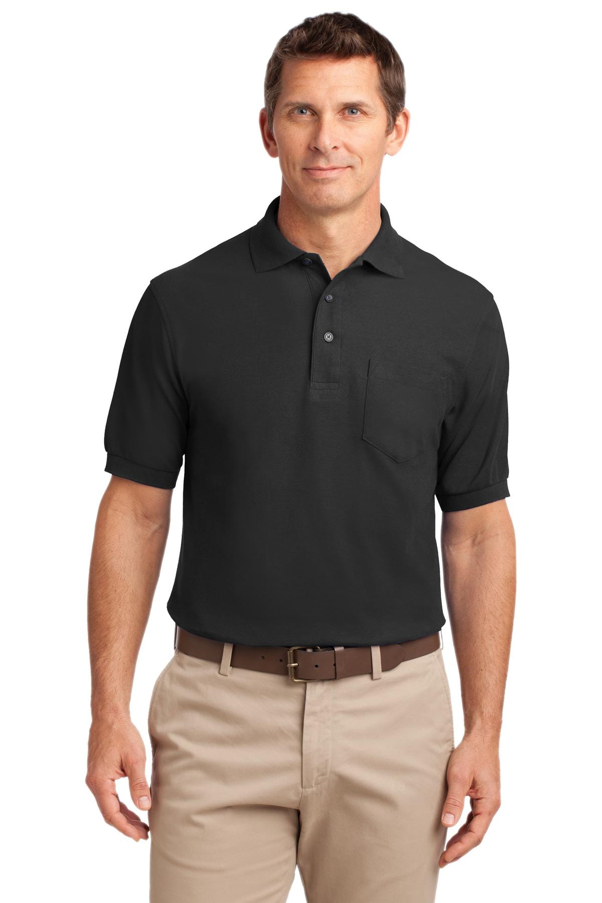 Port Authority Polos/Knits LT / Black Port Authority ®  Tall Silk Touch™ Polo with Pocket. TLK500P