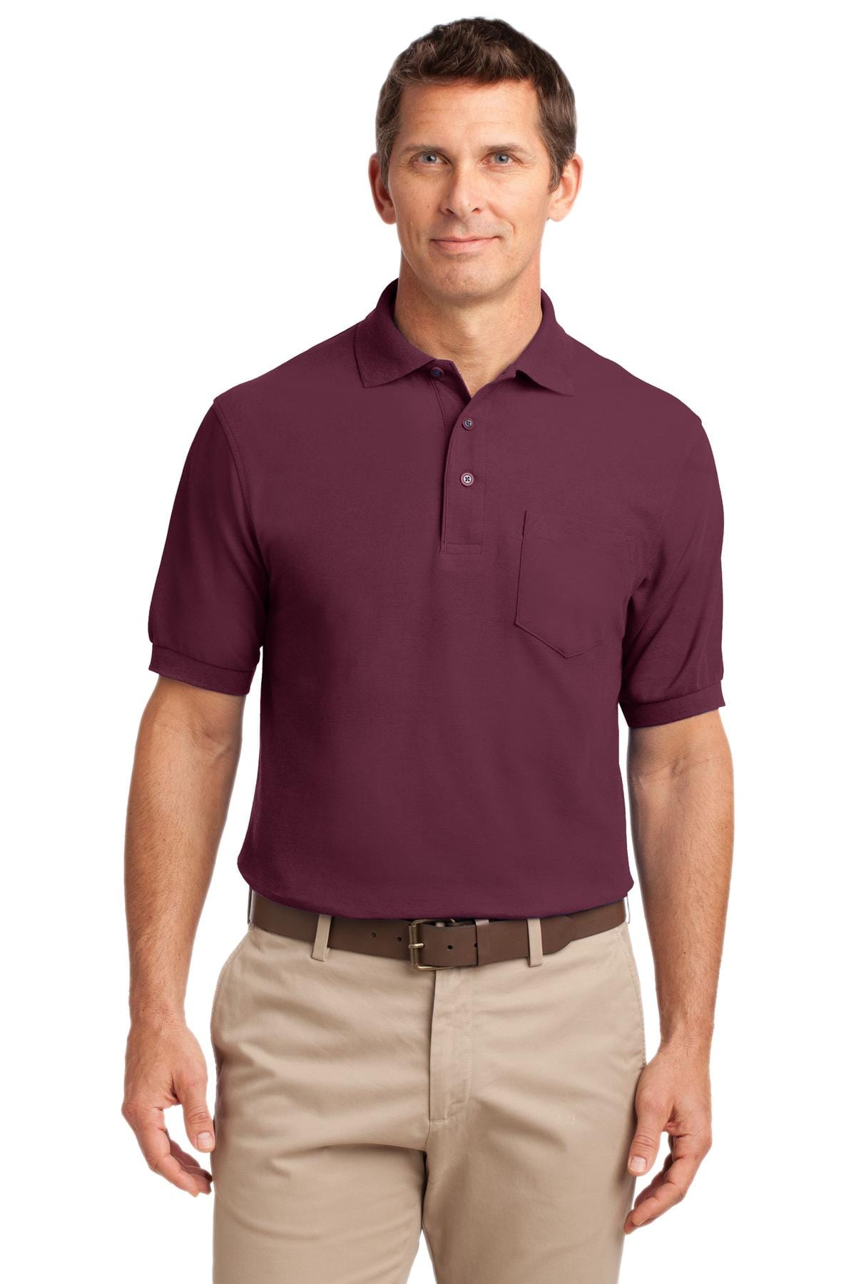 Port Authority Polos/Knits LT / Burgundy Port Authority ®  Tall Silk Touch™ Polo with Pocket. TLK500P