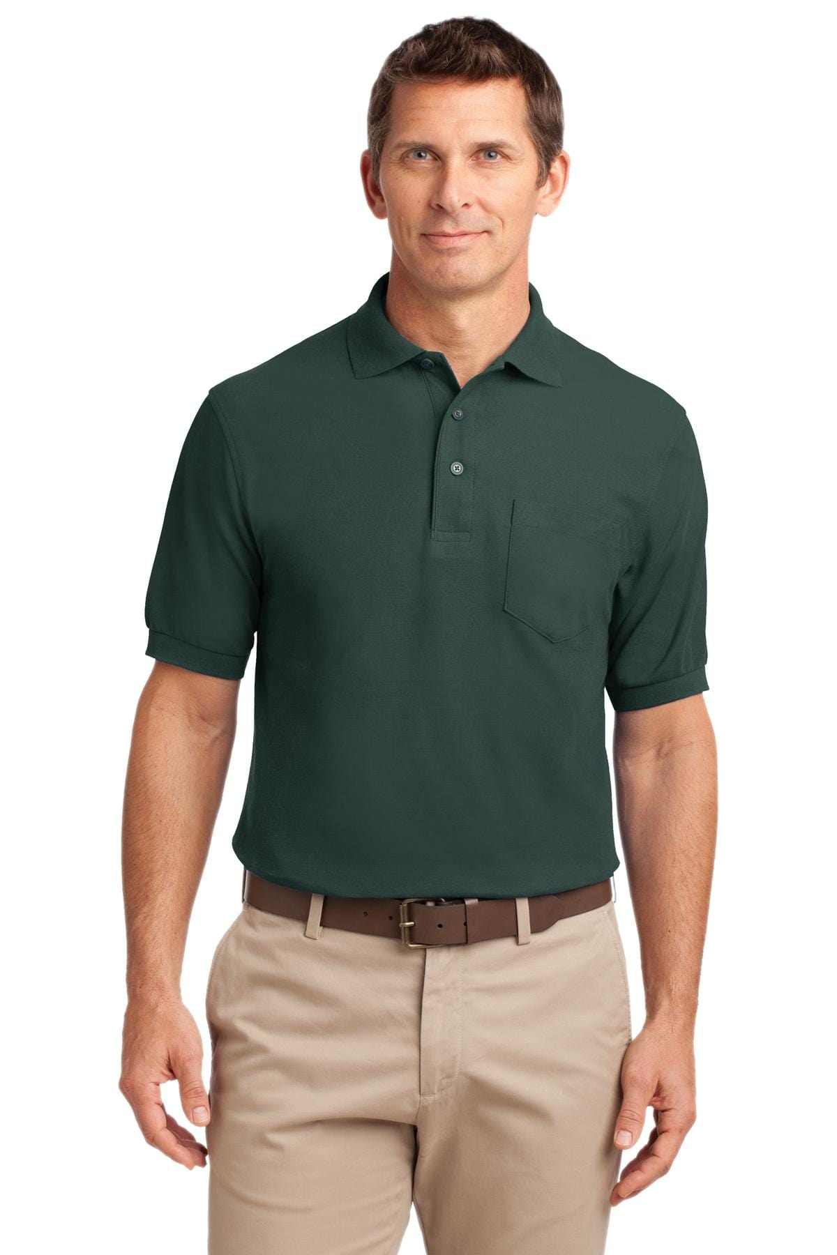 Port Authority Polos/Knits LT / Dark Green Port Authority ®  Tall Silk Touch™ Polo with Pocket. TLK500P