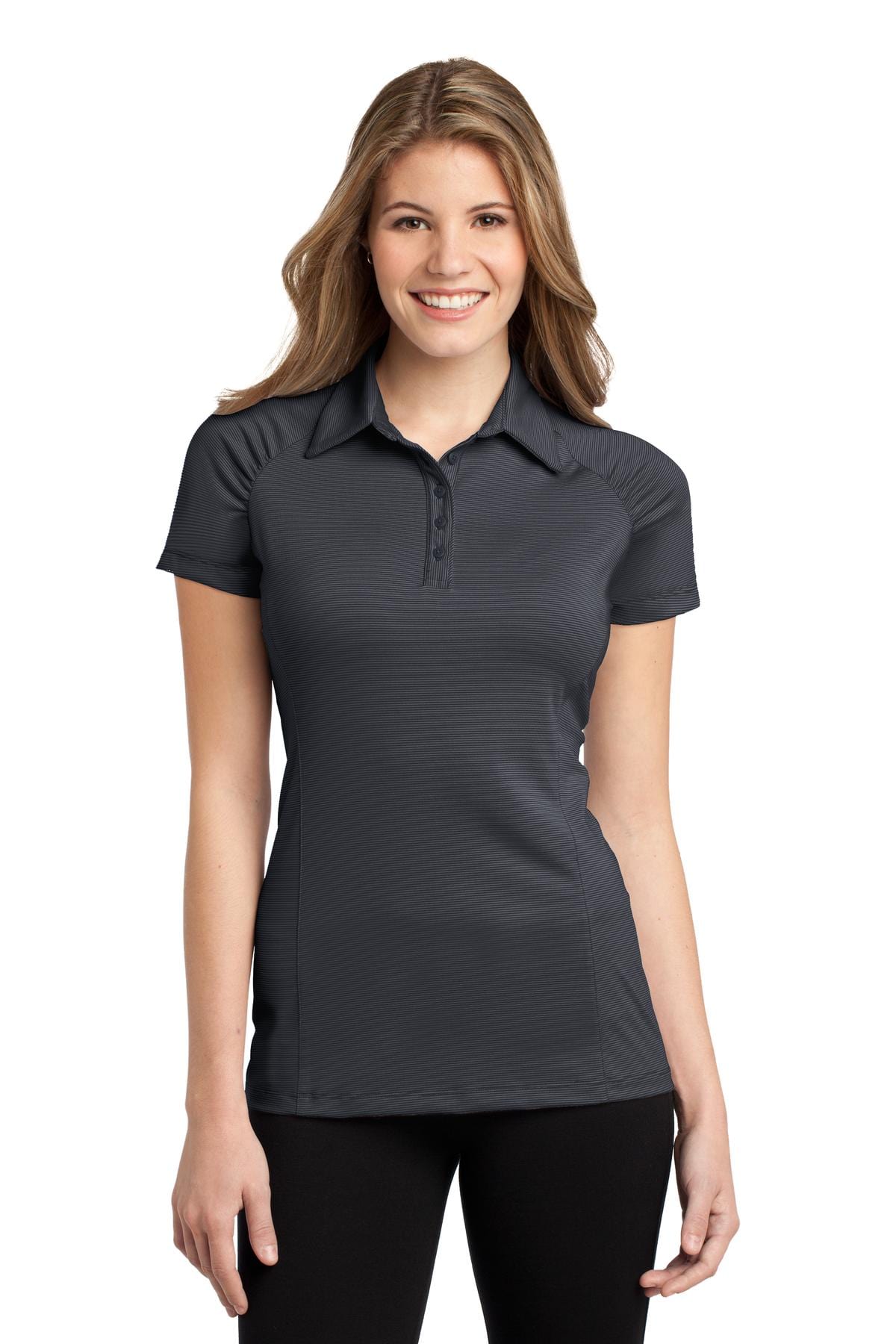 Port Authority Polos/Knits M / Graphite/ Black DISCONTINUED  Port Authority ®  Ladies Fine Stripe Performance Polo. L558