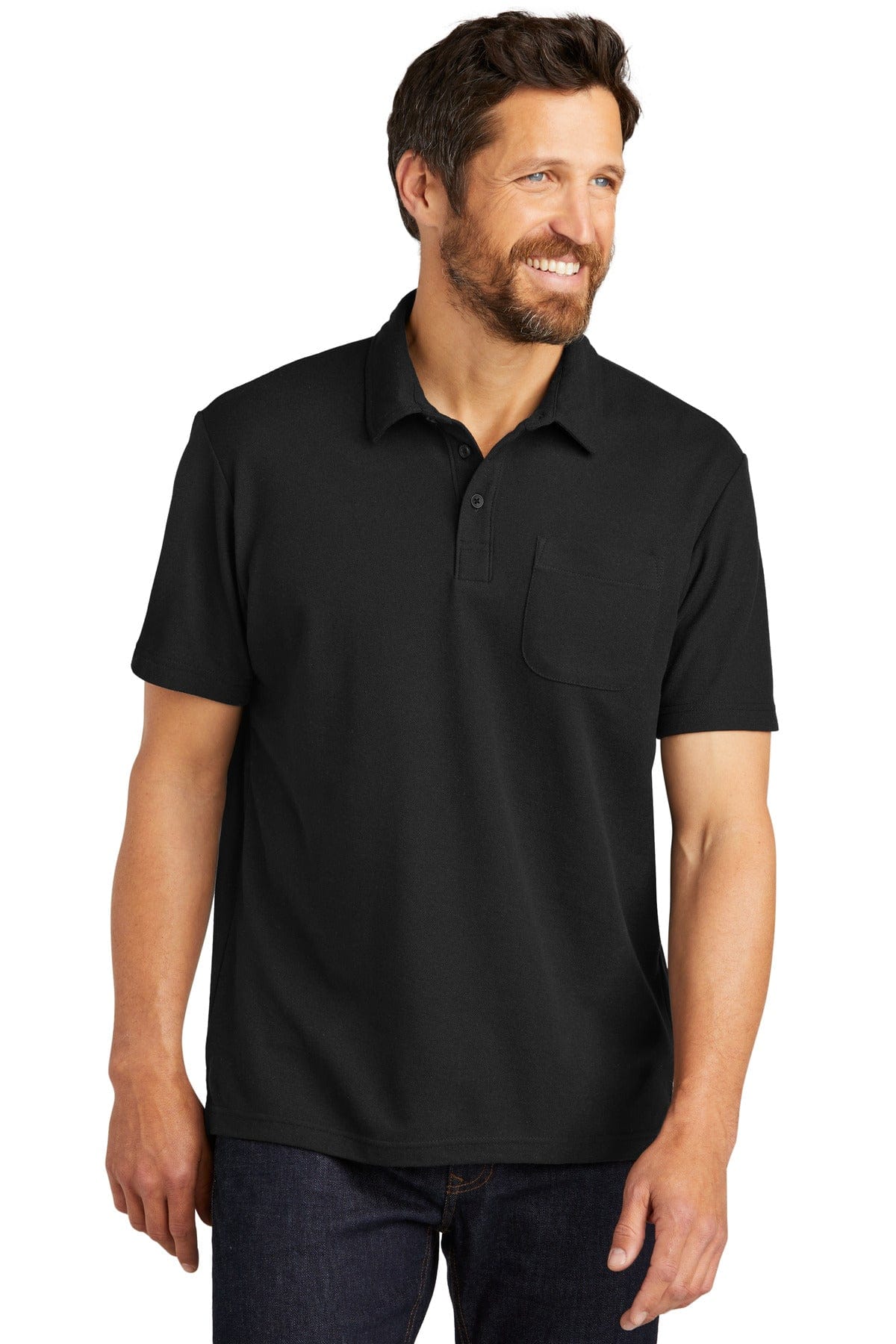 Port Authority Polos/Knits Port Authority K868: C-FREE Cotton Blend Pique Pocket Polo