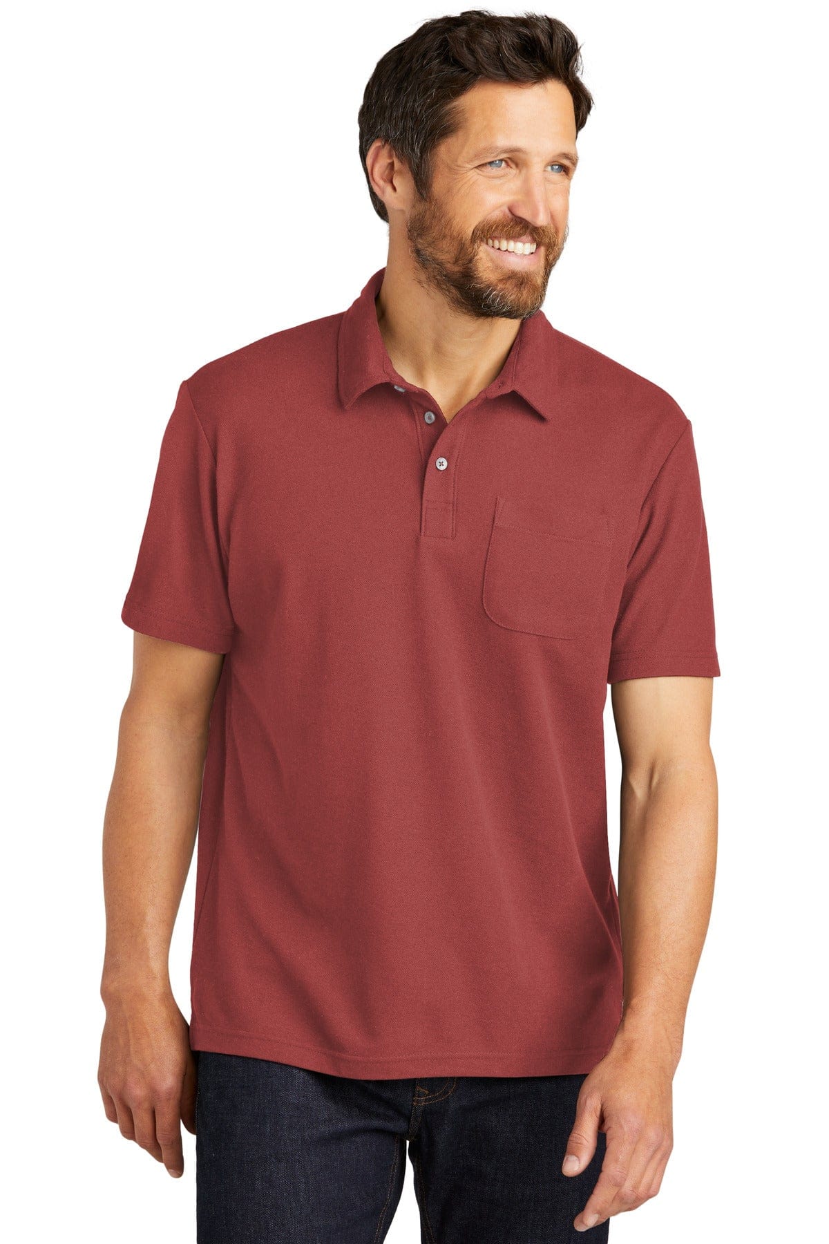 Port Authority Polos/Knits Port Authority K868: C-FREE Cotton Blend Pique Pocket Polo