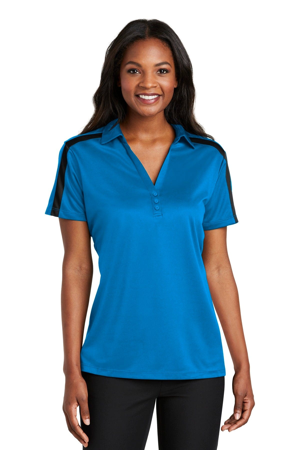 Port Authority Ladies Silk Touch Performance Colorblock Stripe Polo. L547 Bulkthreads Bulkthreads