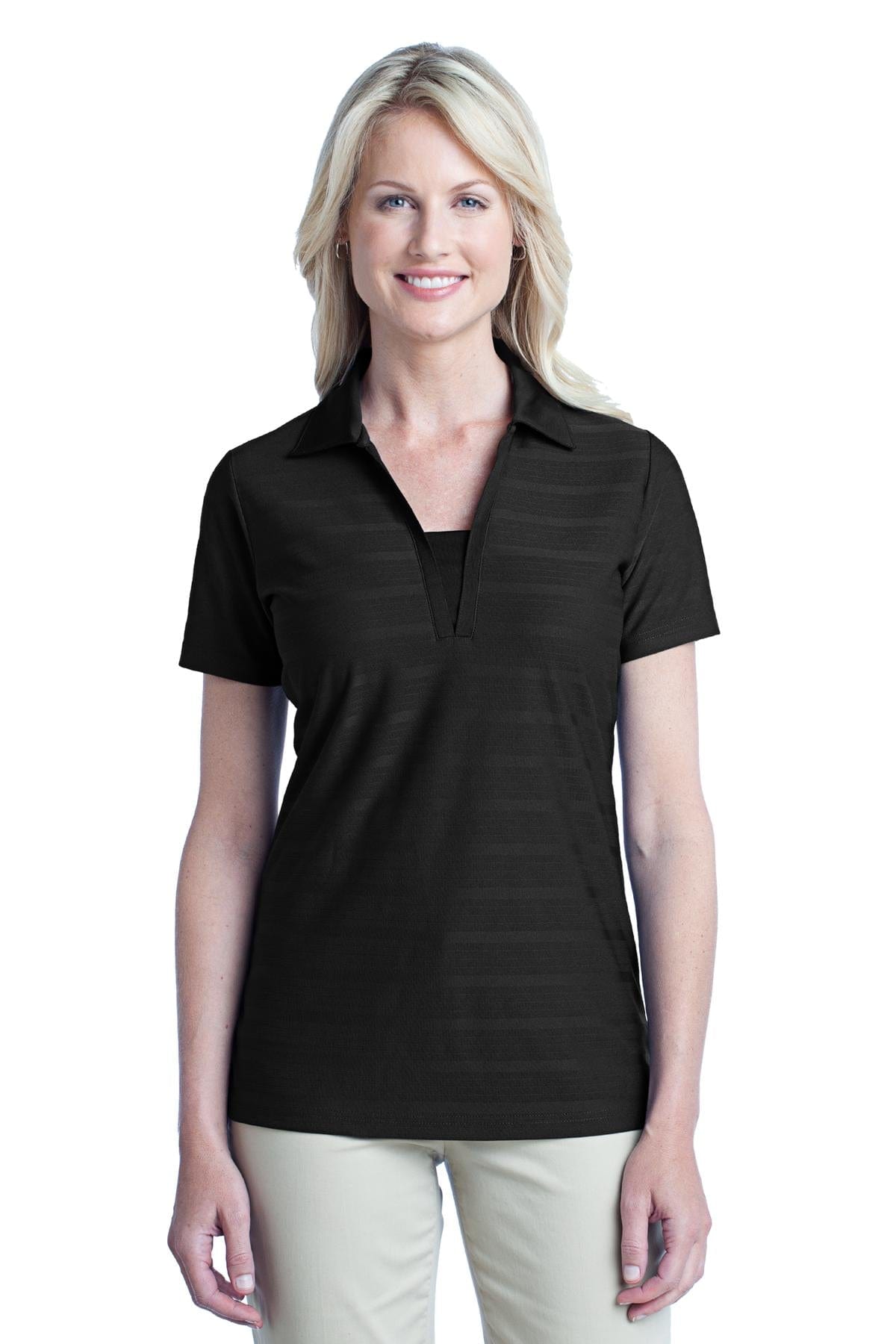 Port Authority Polos/Knits XS / Black DISCONTINUED  Port Authority ®  Ladies Horizontal Texture Polo. L514
