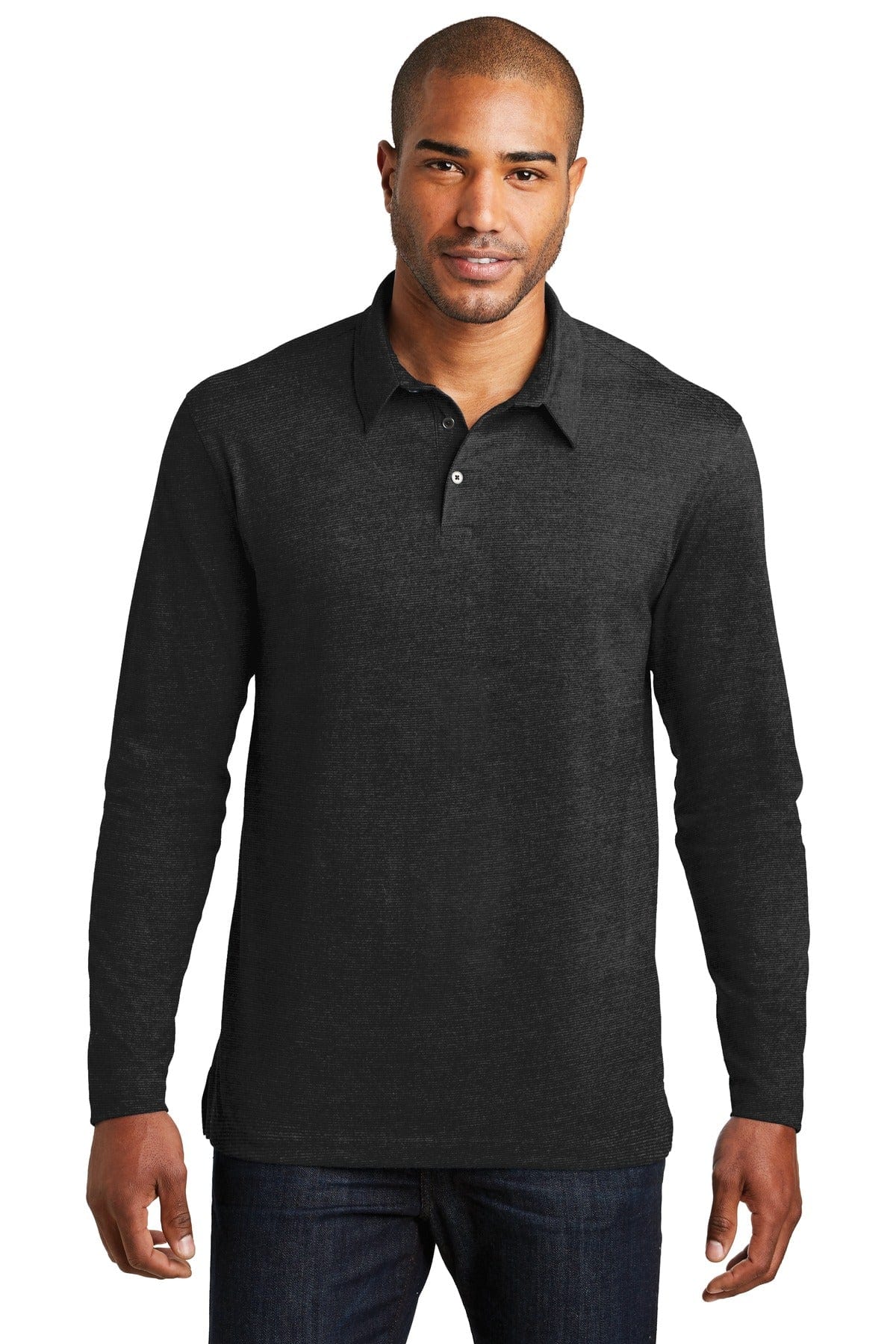 Port Authority Polos/Knits XS / Black DISCONTINUED  Port Authority ®  Long Sleeve Meridian Cotton Blend Polo. K577LS