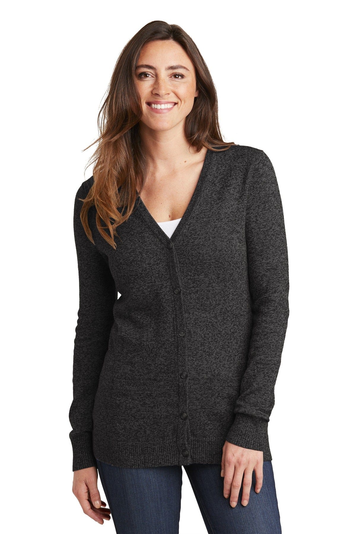 Port Authority Polos/Knits XS / Black Marl Port Authority  ®  Ladies Marled Cardigan Sweater. LSW415