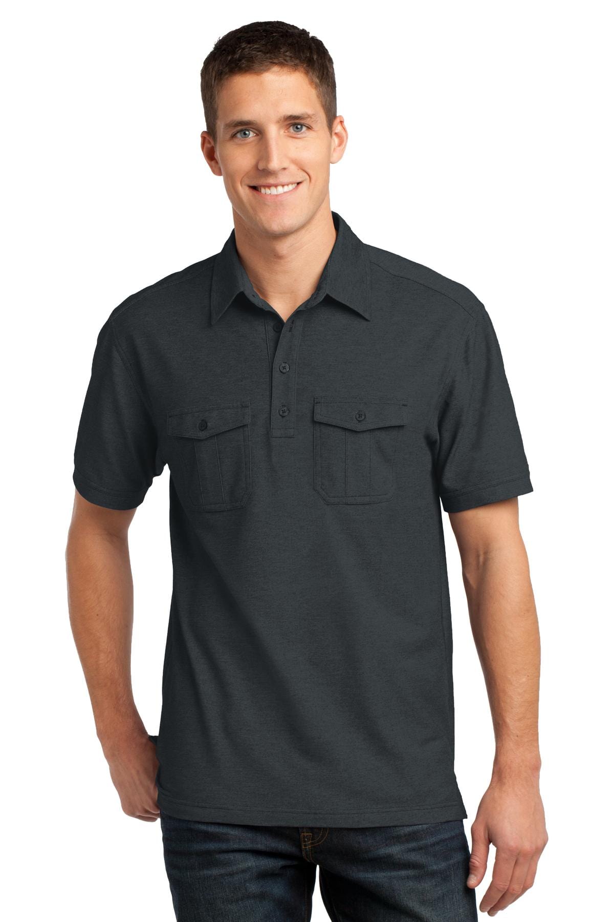 Port Authority Polos/Knits XS / Black/ Monument Grey DISCONTINUED  Port Authority ®  Oxford Pique Double Pocket Polo. K557