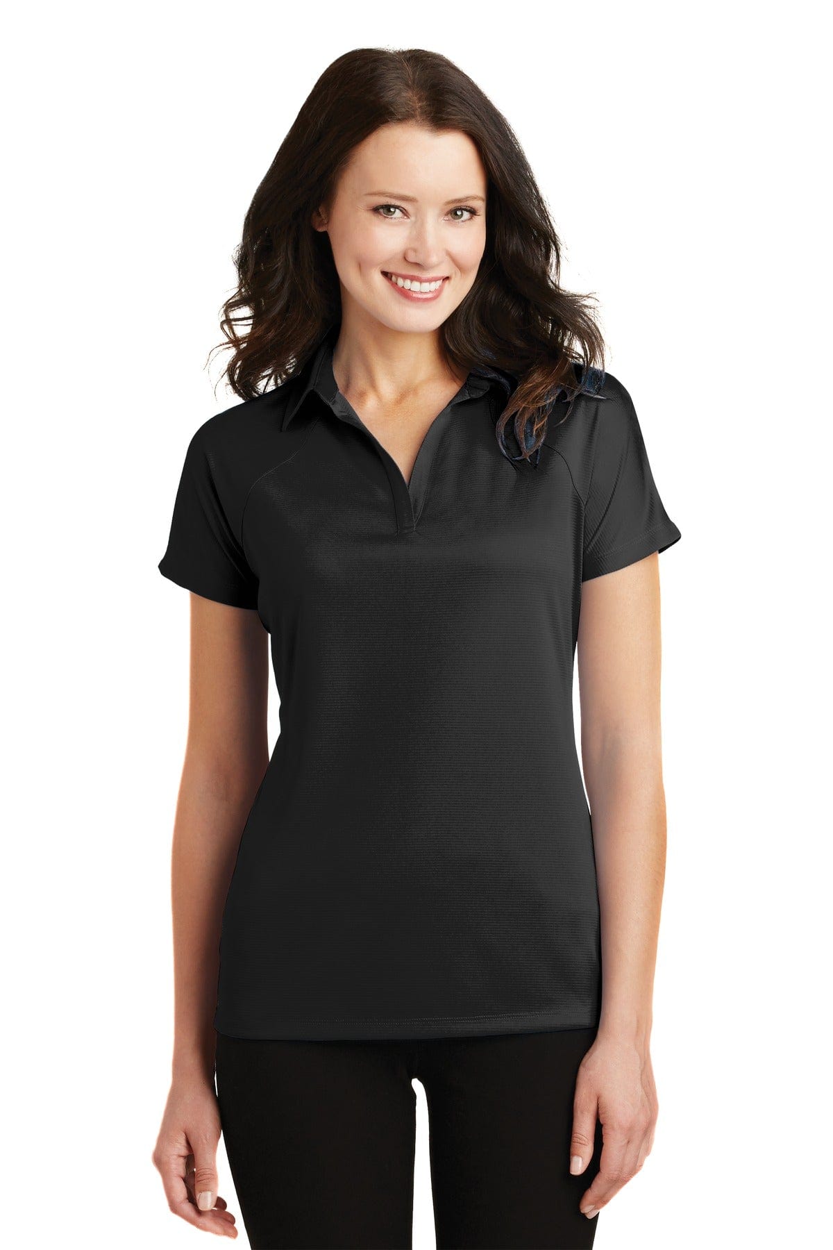 Port Authority Polos/Knits XS / Black Port Authority ®  Ladies Crossover Raglan Polo. L575