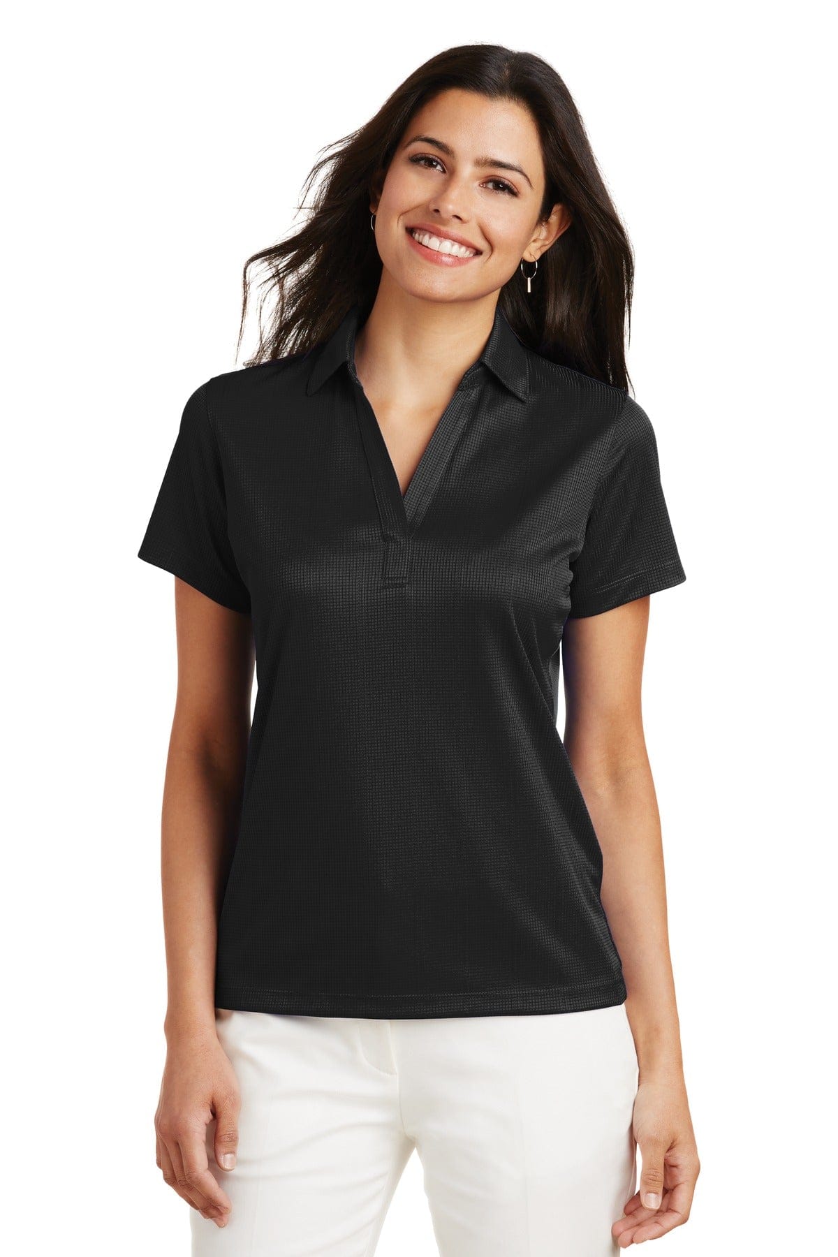 Port Authority Polos/Knits XS / Black Port Authority Ladies Performance Fine Jacquard Polo. L528