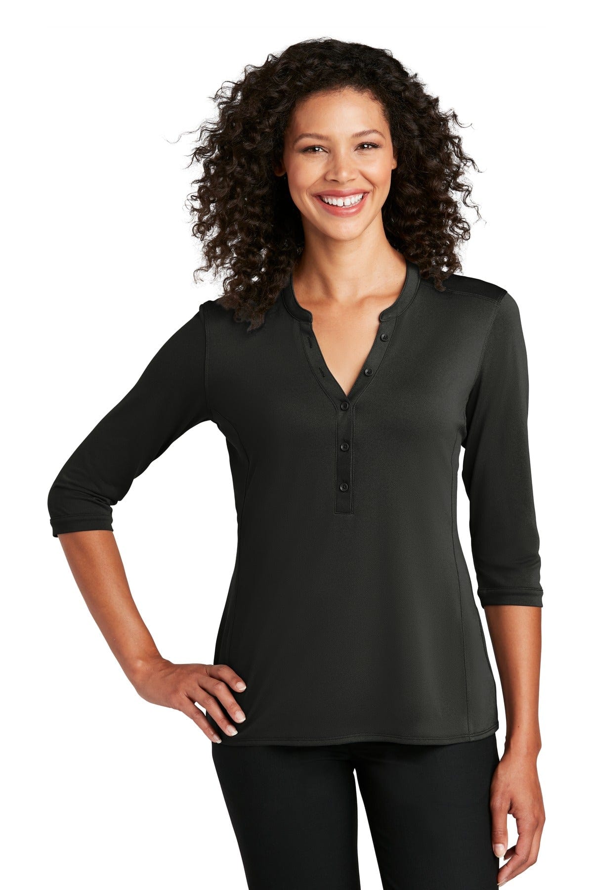 Port Authority Polos/Knits XS / Black Port Authority  ®   Ladies UV Choice Pique Henley LK750