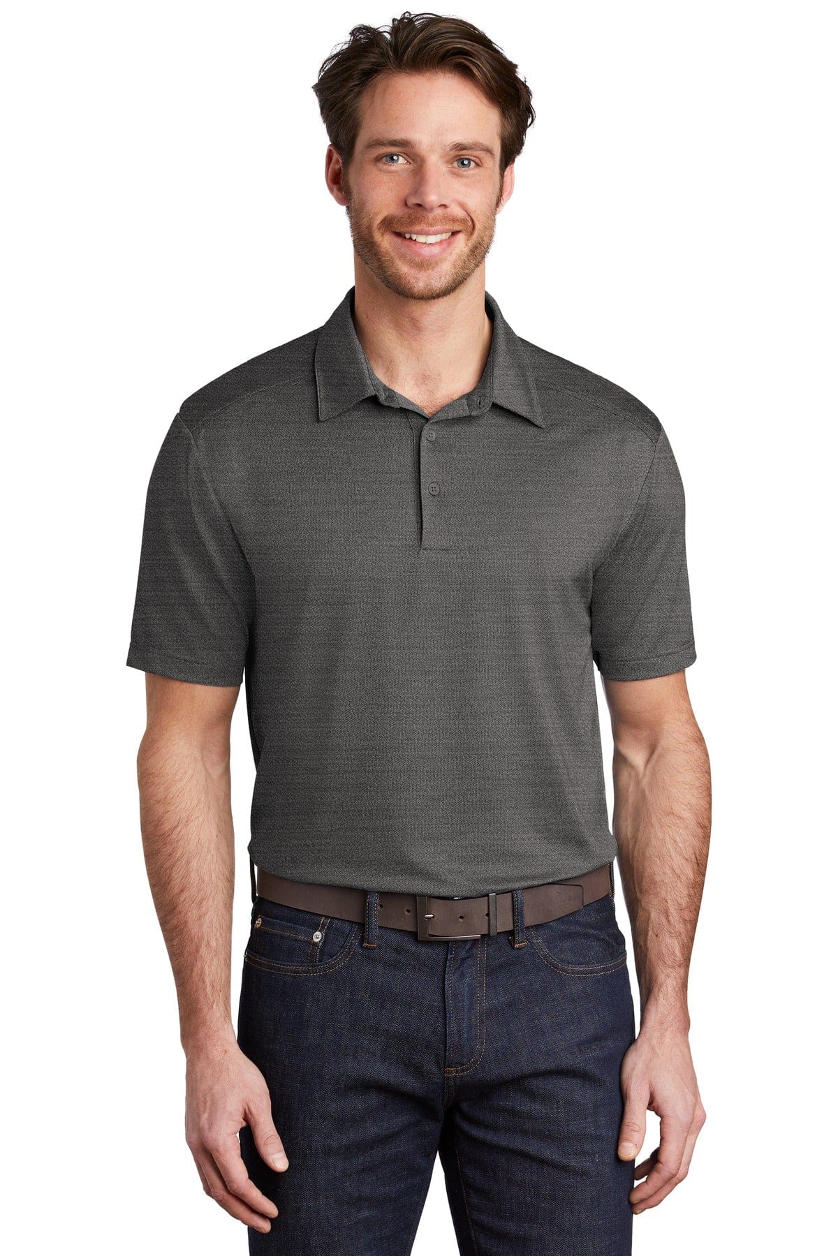 Port Authority Polos/Knits XS / Black/ Thunder Grey Port Authority®  Stretch Heather Polo K583