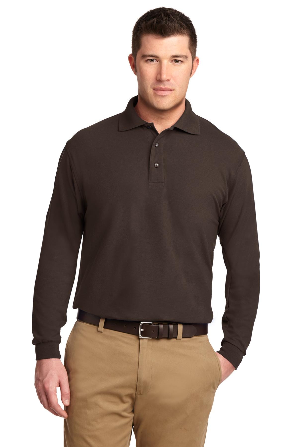 Port Authority Polos/Knits XS / Coffee Bean Port Authority®  Silk Touch™ Long Sleeve Polo.  K500LS